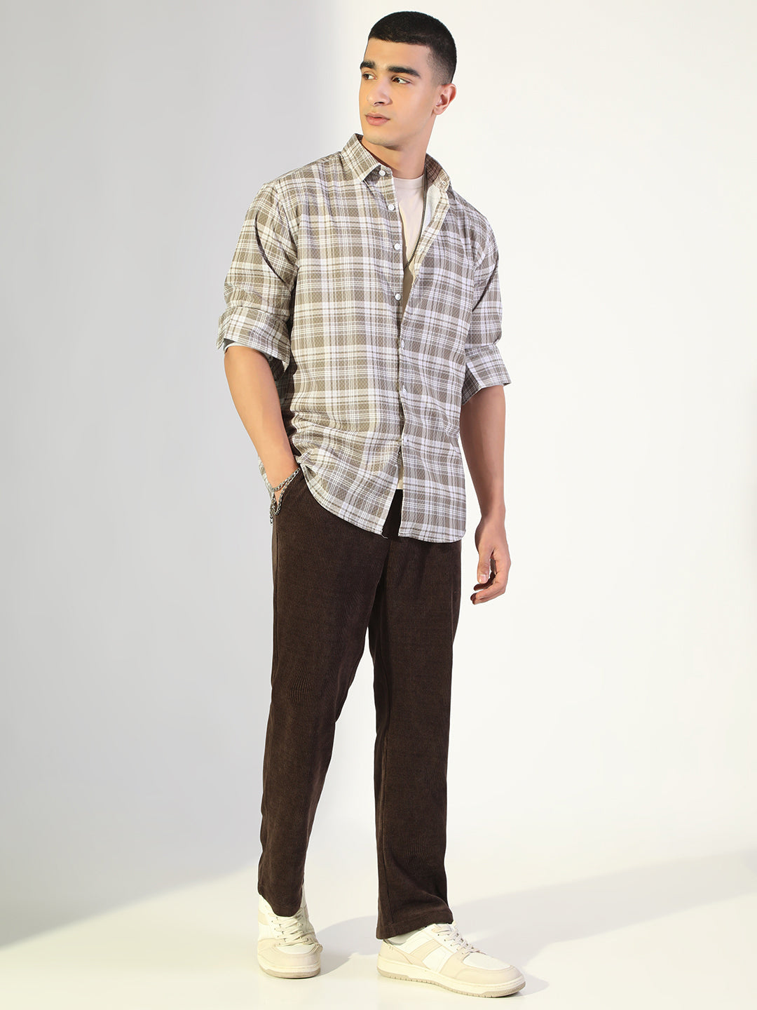 Men's Checked Green Regular Fit Casual Shirt