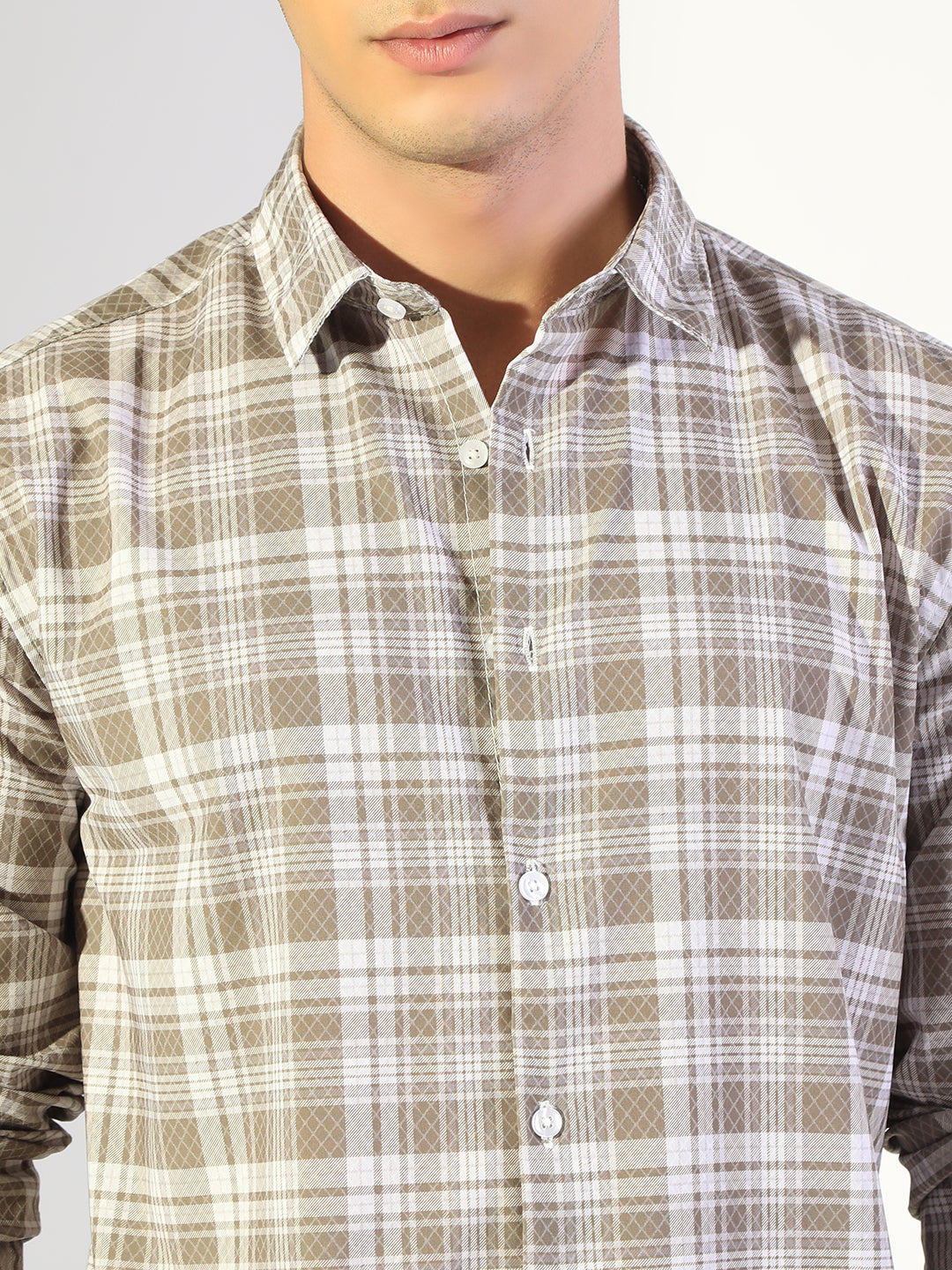 Men's Checked Green Regular Fit Casual Shirt