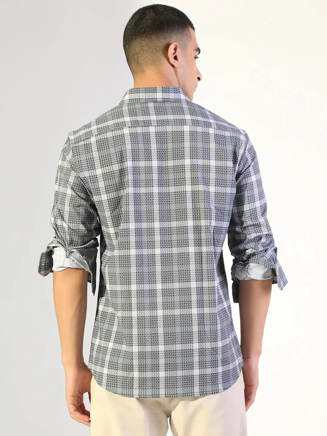 Men's Checked Grey Regular Fit Casual Shirt - from SHOWOFFFF