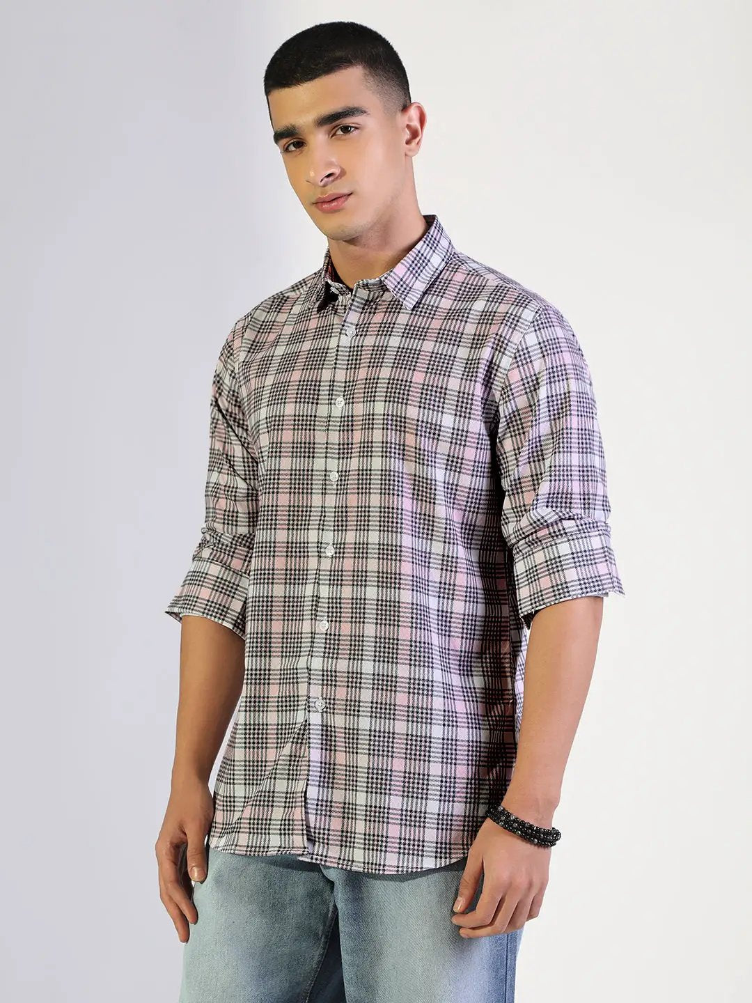Men's Checked Pink Regular Fit Casual Shirt - from SHOWOFFFF