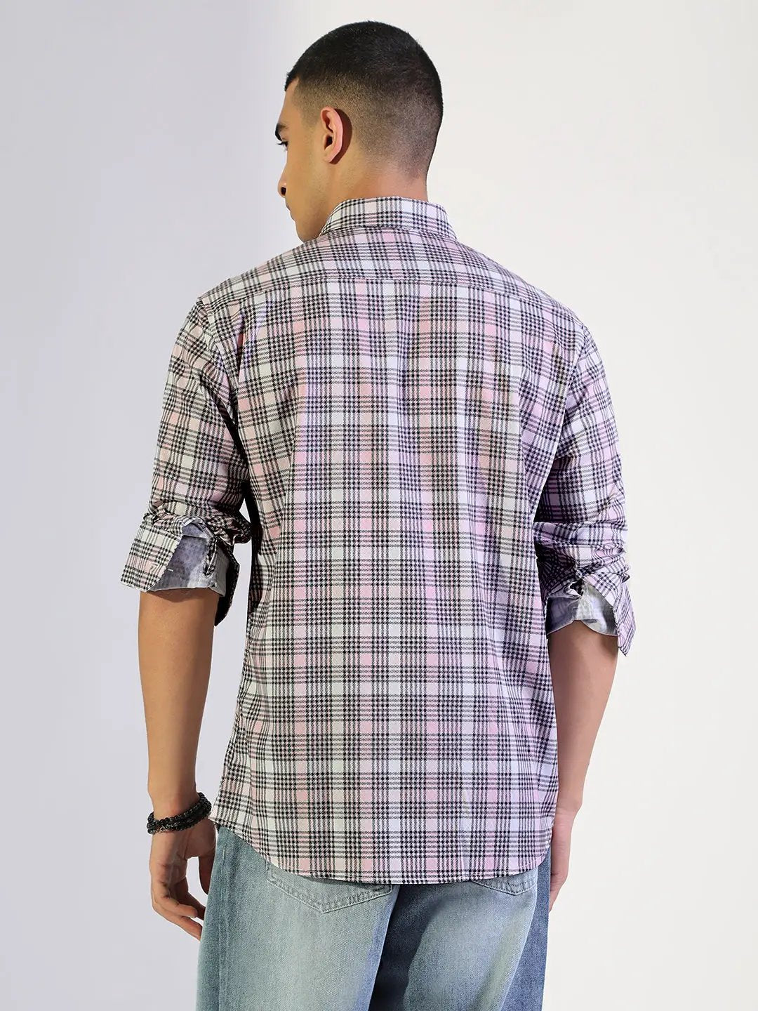 Men's Checked Pink Regular Fit Casual Shirt - from SHOWOFFFF