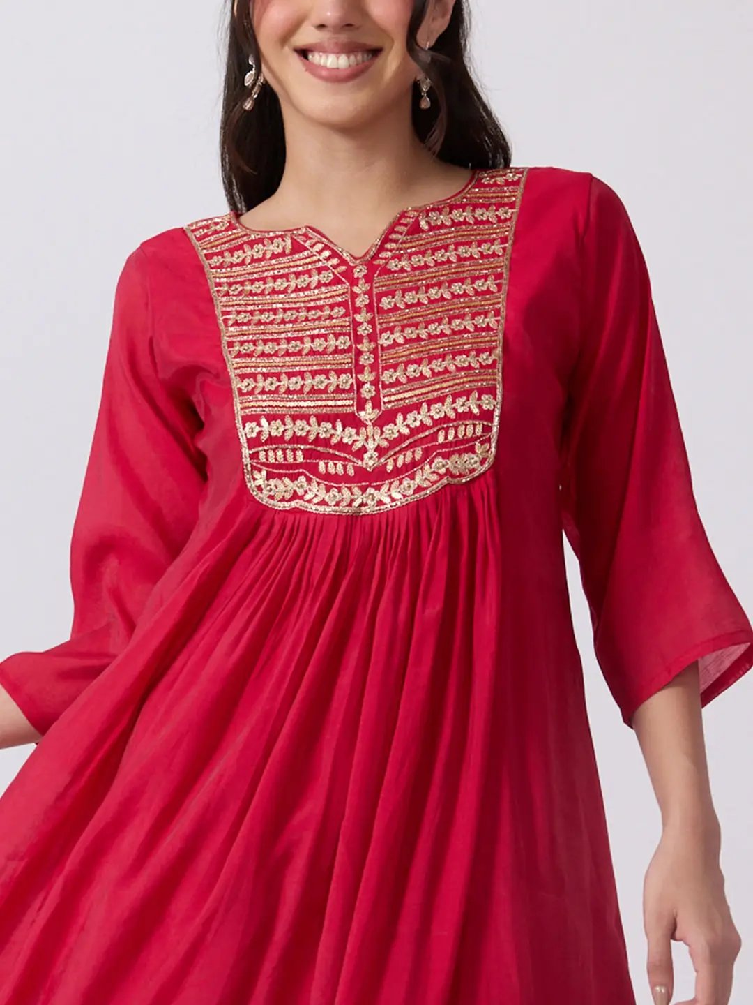 Women's Pink Embellished Anarkali Kurta Set