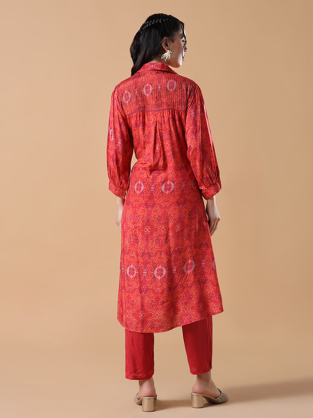 Women Ethnic Motifs A-Line Red Kurta Set