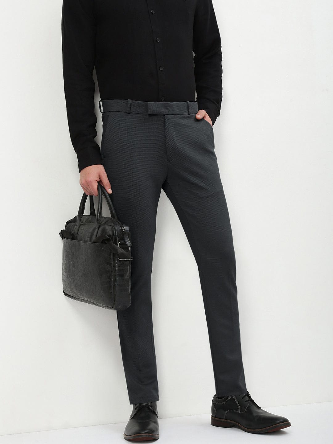 Men's Dark Grey Formal Trousers