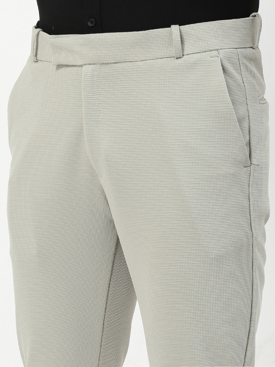 Men Grey Solid Formal Trousers