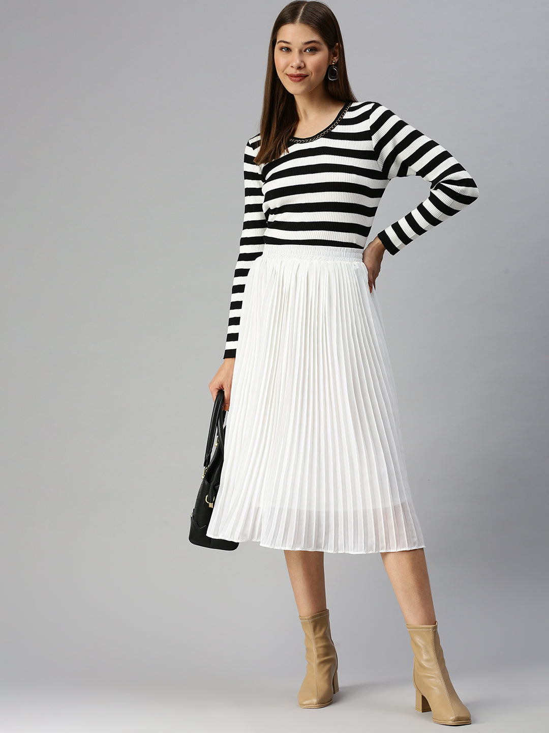 Women's Black Striped Top