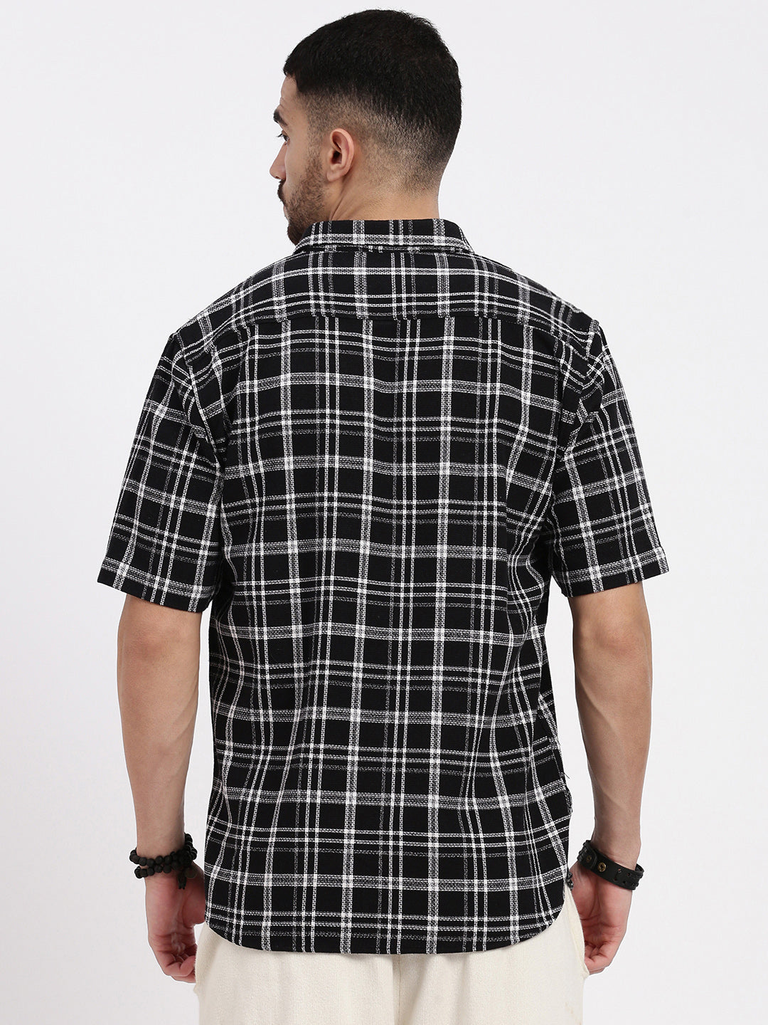 Men Black Checked Slim Fit Shirt