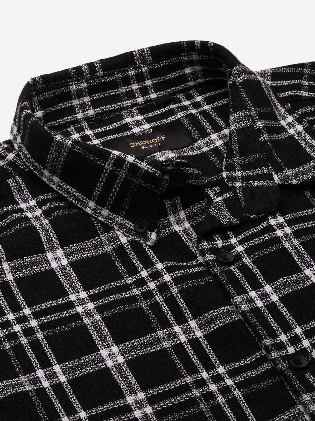 Men Black Checked Slim Fit Shirt