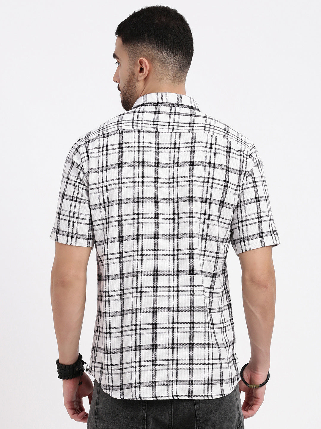 Men White Checked Slim Fit Shirt