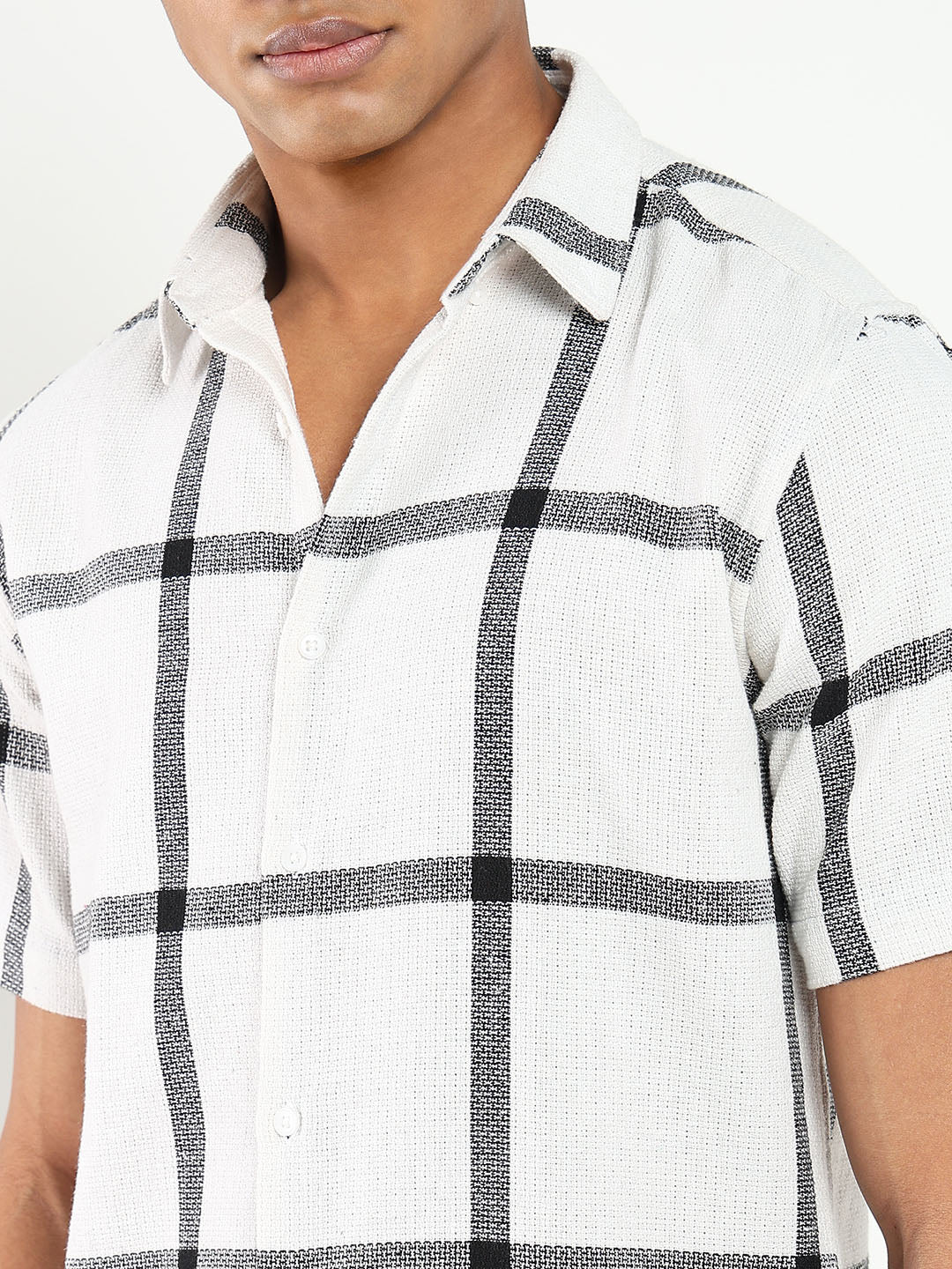 Men White Checked Slim Fit Shirt