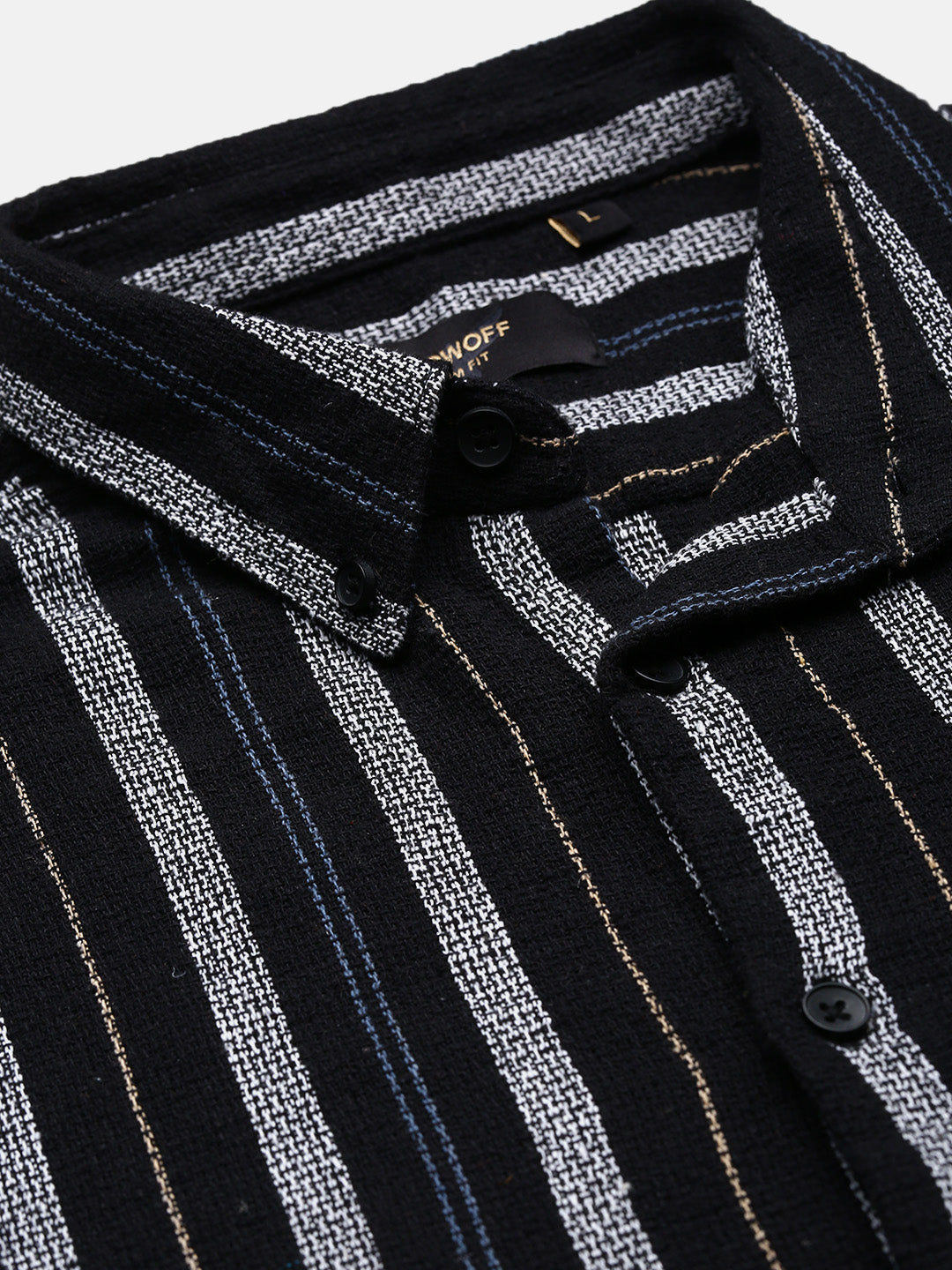 Men Black Striped Slim Fit Shirt