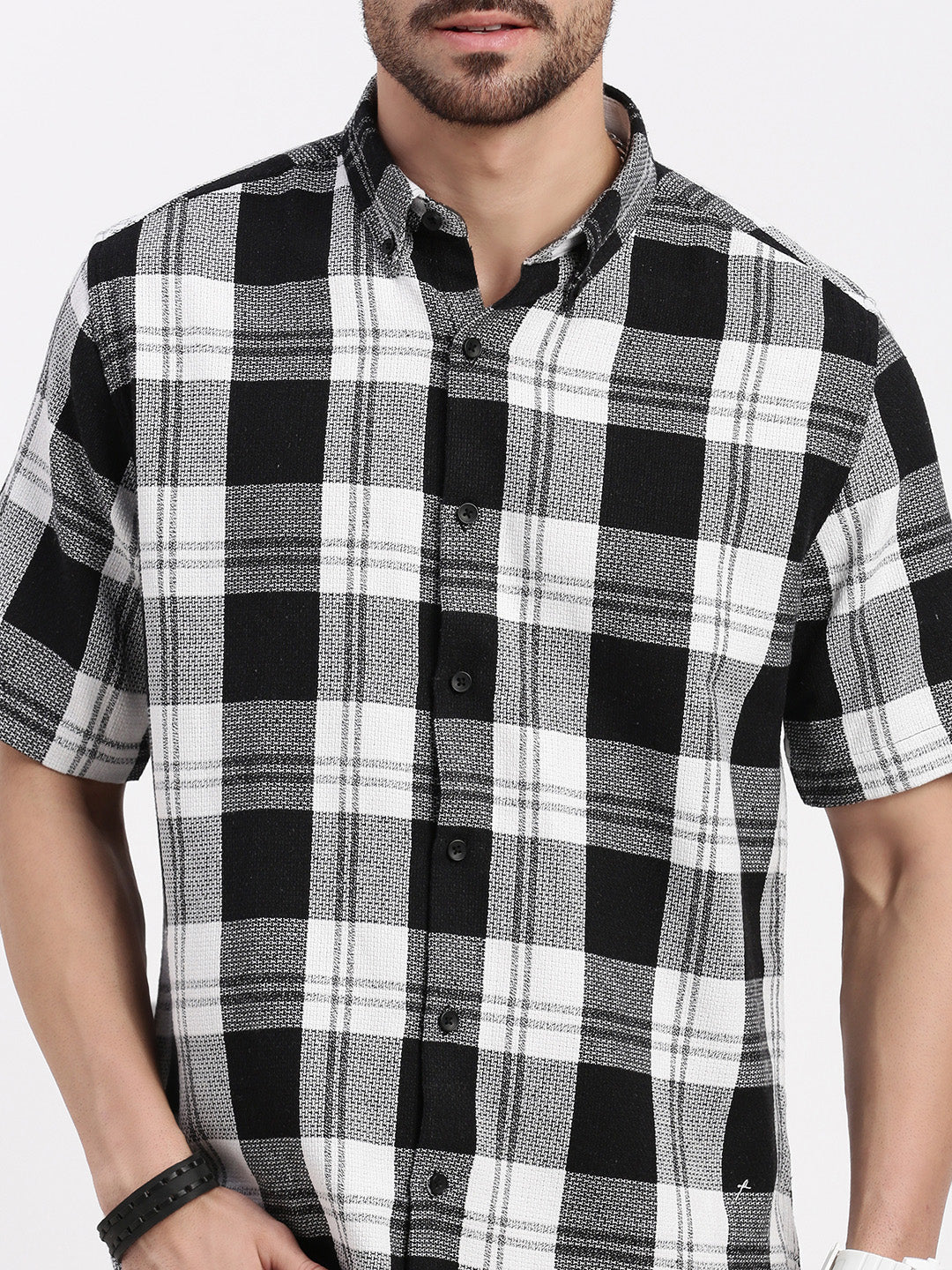 Men Black Checked Slim Fit Shirt