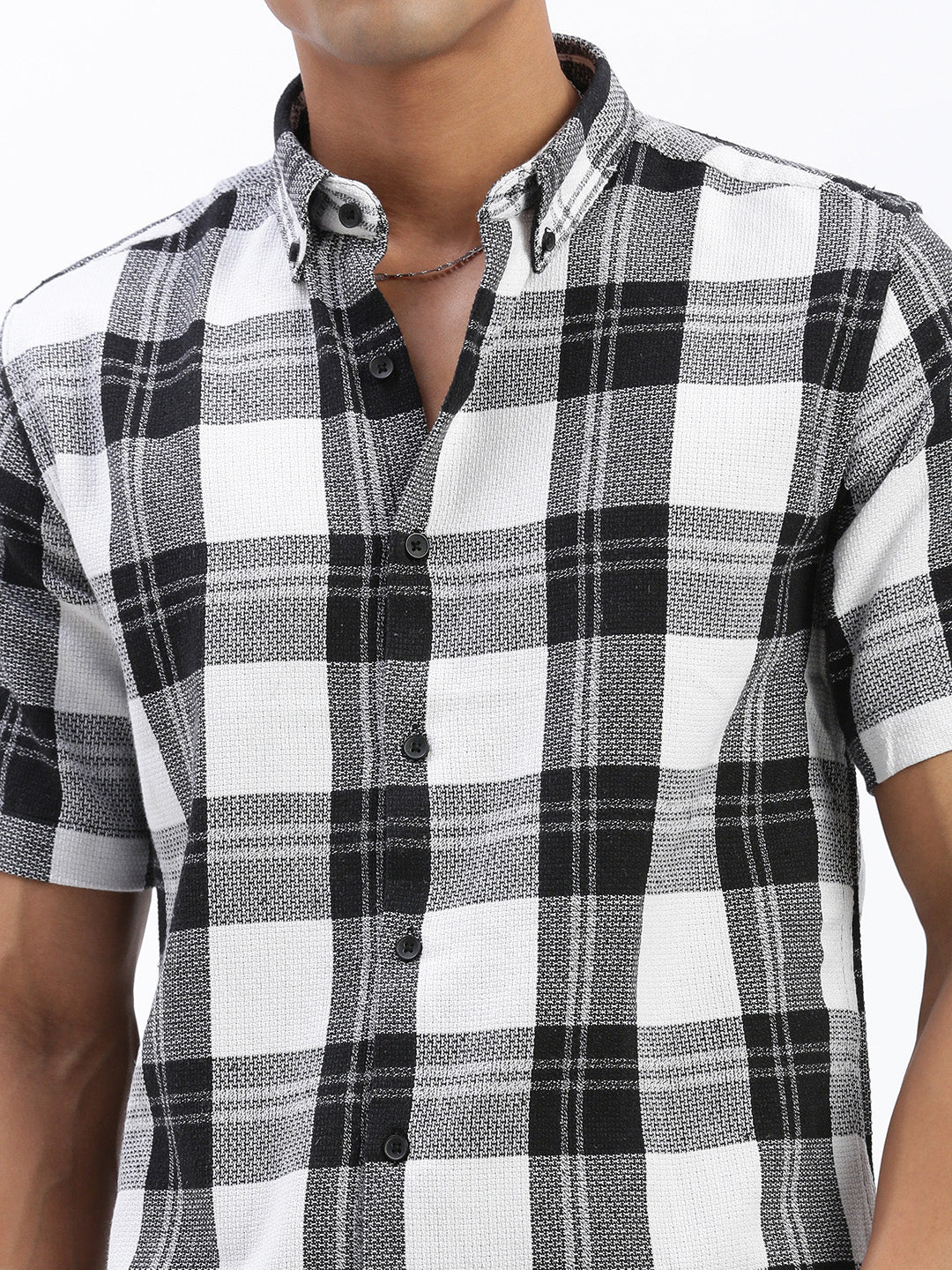 Men Checked Black Slim Fit Shirt