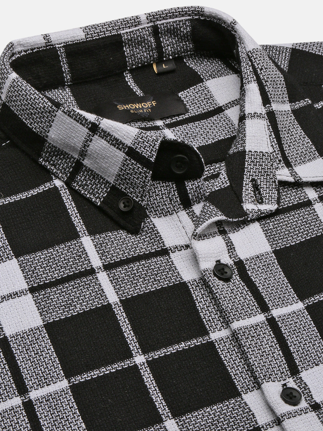 Men Black Checked Slim Fit Shirt