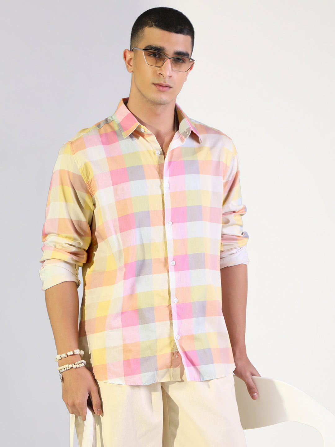 Men's Checked Multi-Colour Regular Fit Casual Shirt
