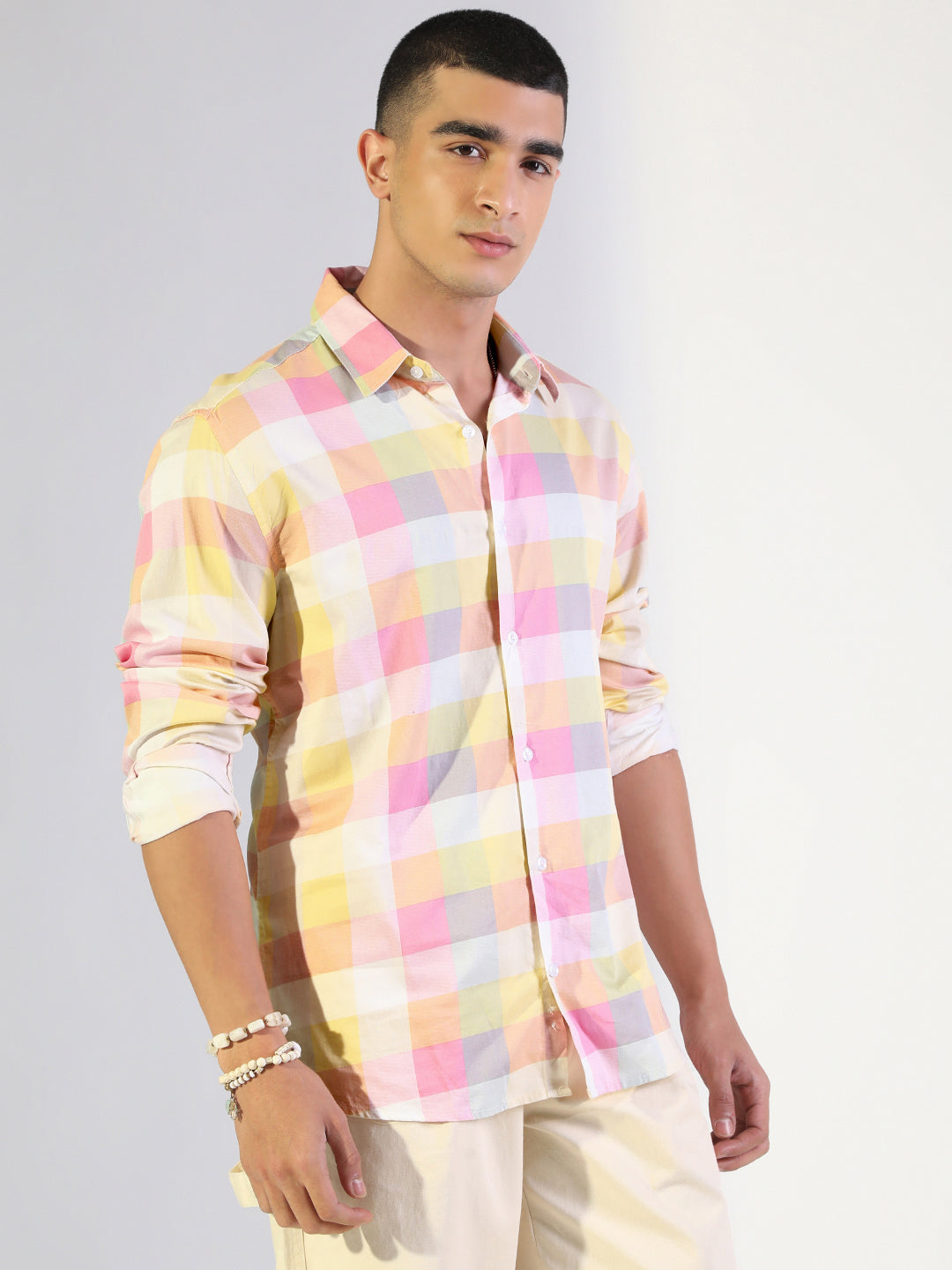 Men's Checked Multi-Colour Regular Fit Casual Shirt