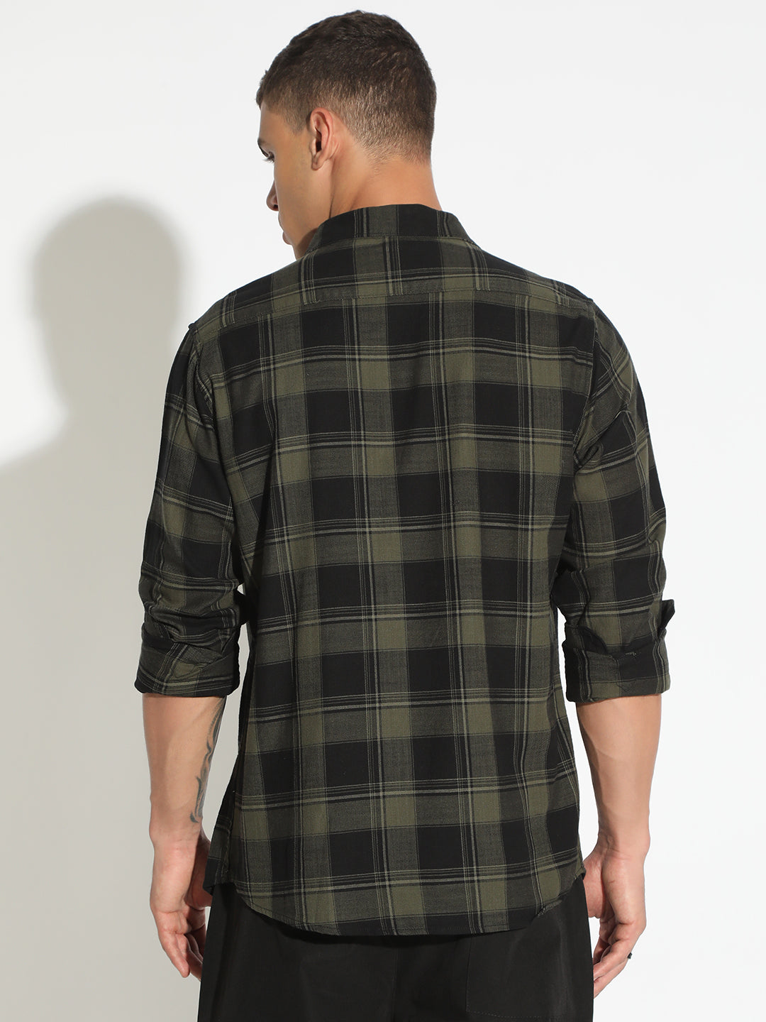 Men's Checked Green Regular Fit Casual Shirt