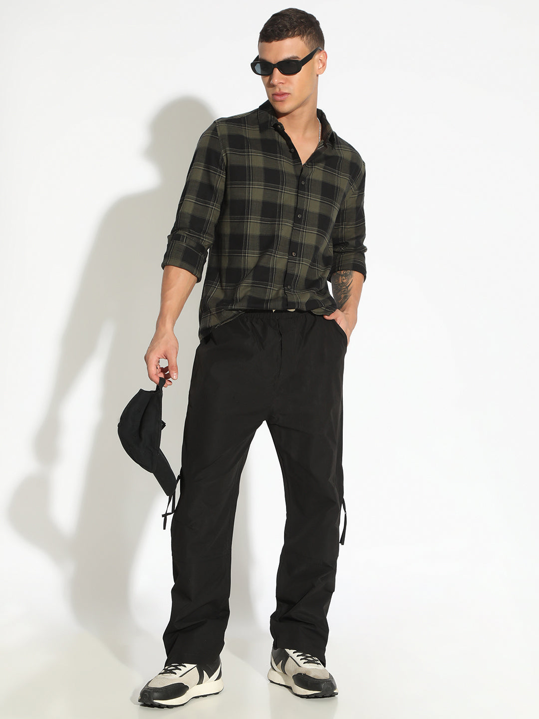 Men's Checked Green Regular Fit Casual Shirt