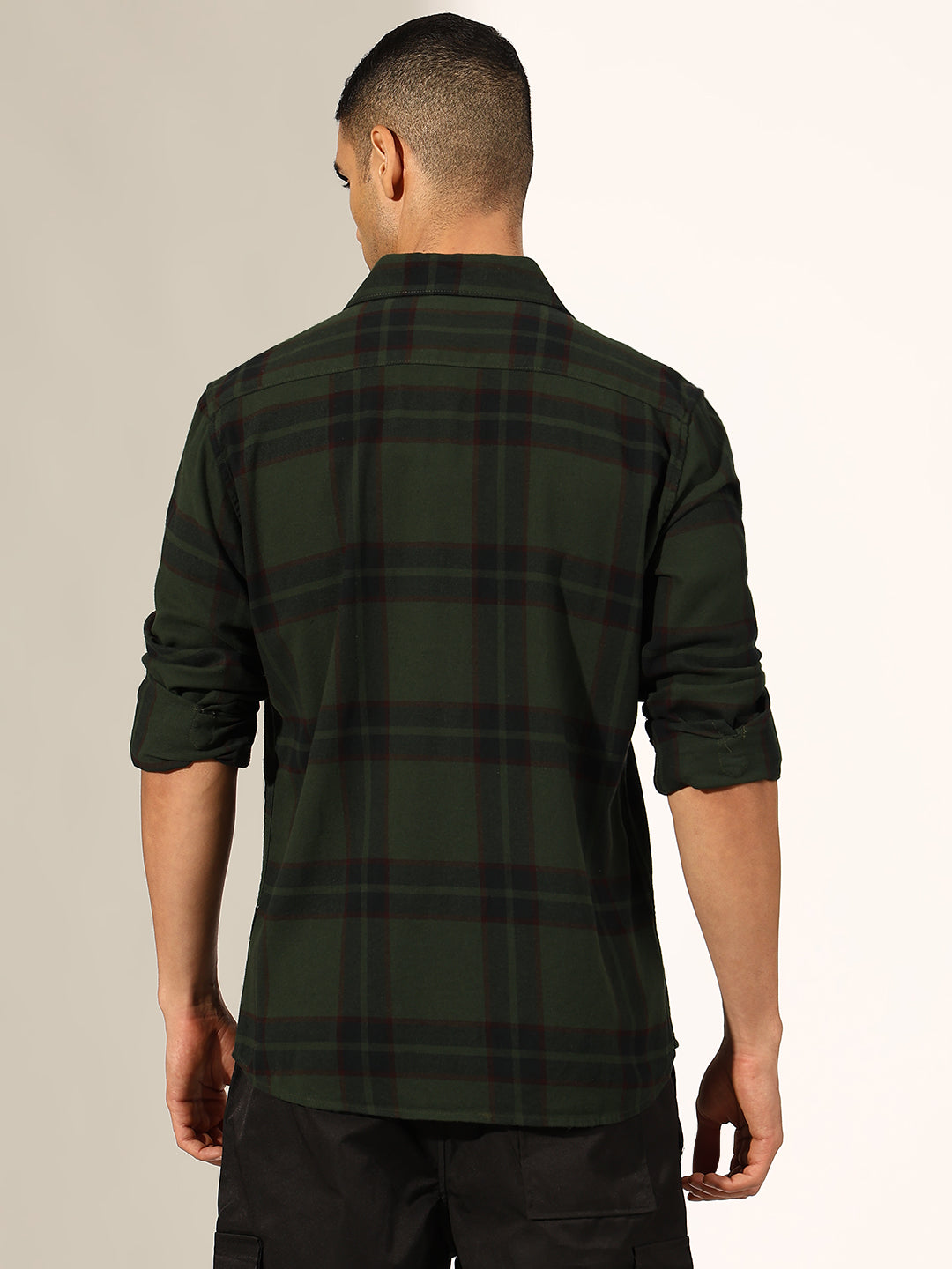 Men's Checked Green Regular Fit Casual Shirt