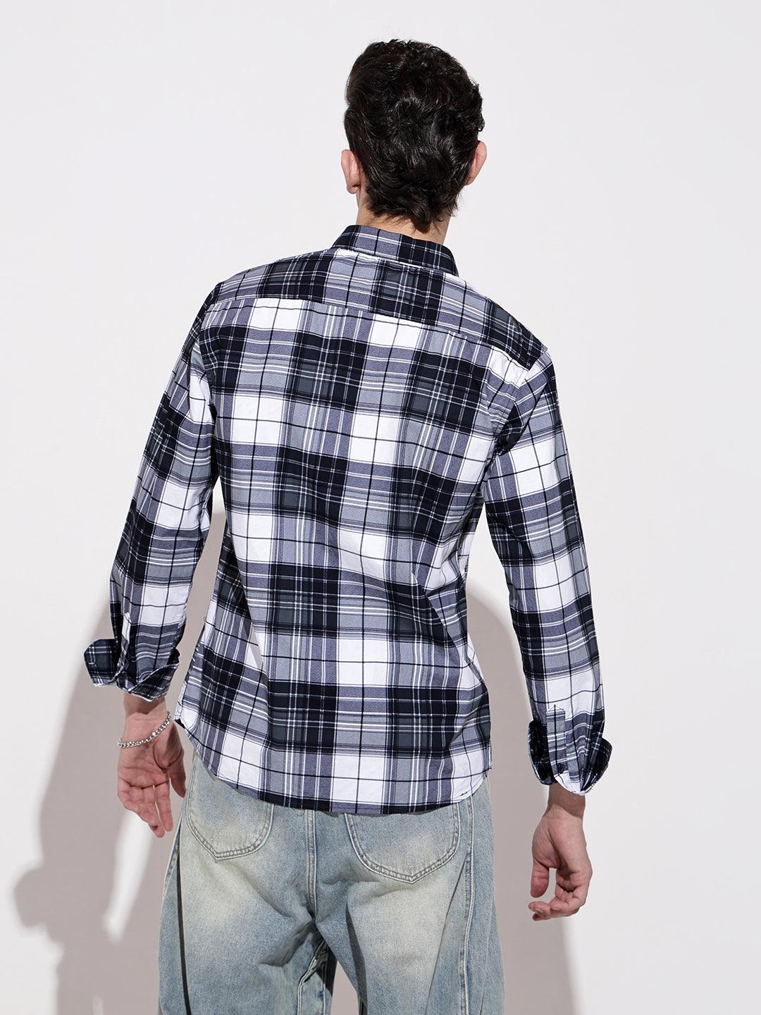 Men's Checked Black Long Sleeve Regular Fit Shirt