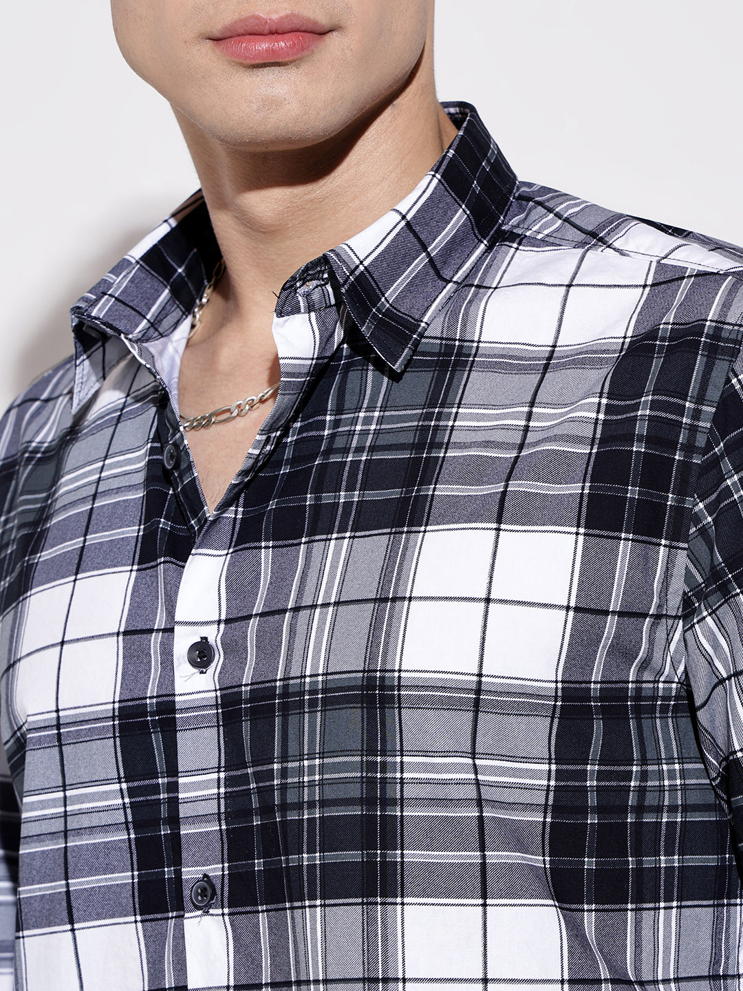 Men's Checked Black Long Sleeve Regular Fit Shirt