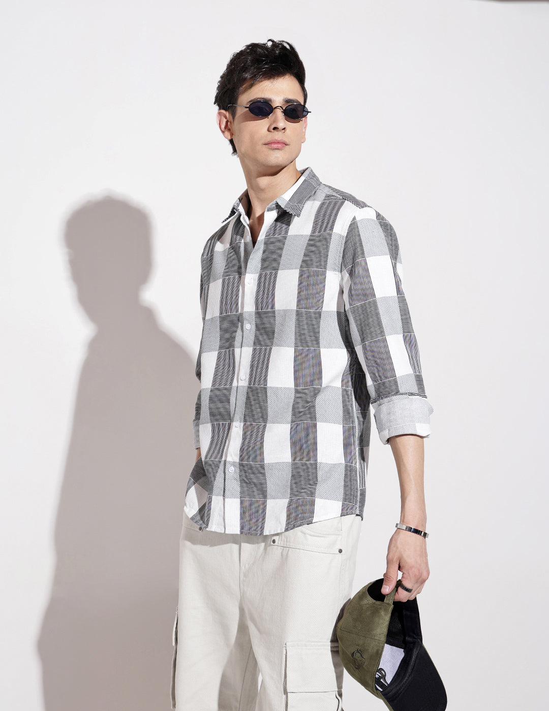 Men's Checked Grey Long Sleeve Regular Fit Shirt