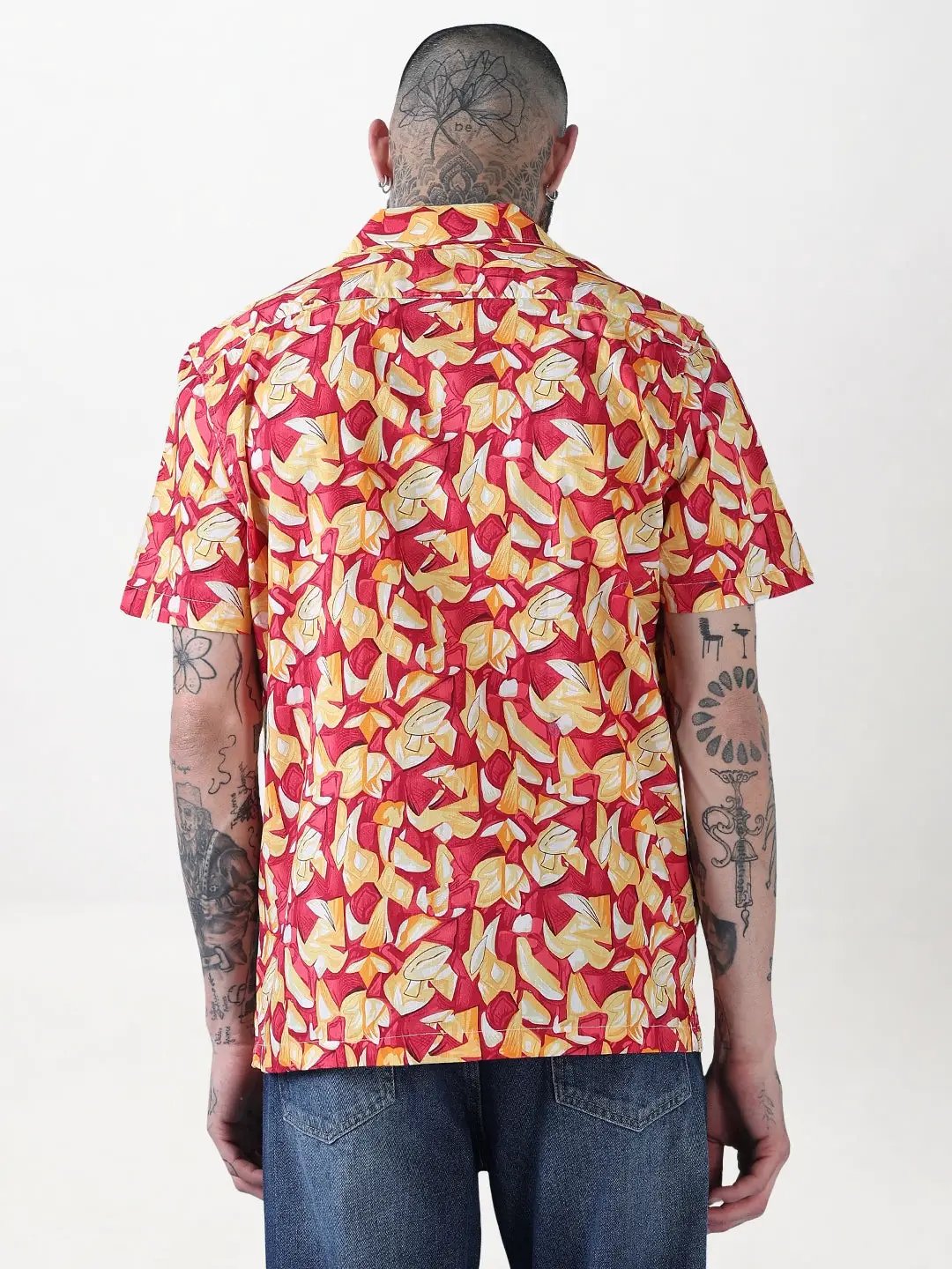 Men's Multi Abstract Cuban Collar Relaxed Fit Shirt - Uncategorized from SHOWOFFFF