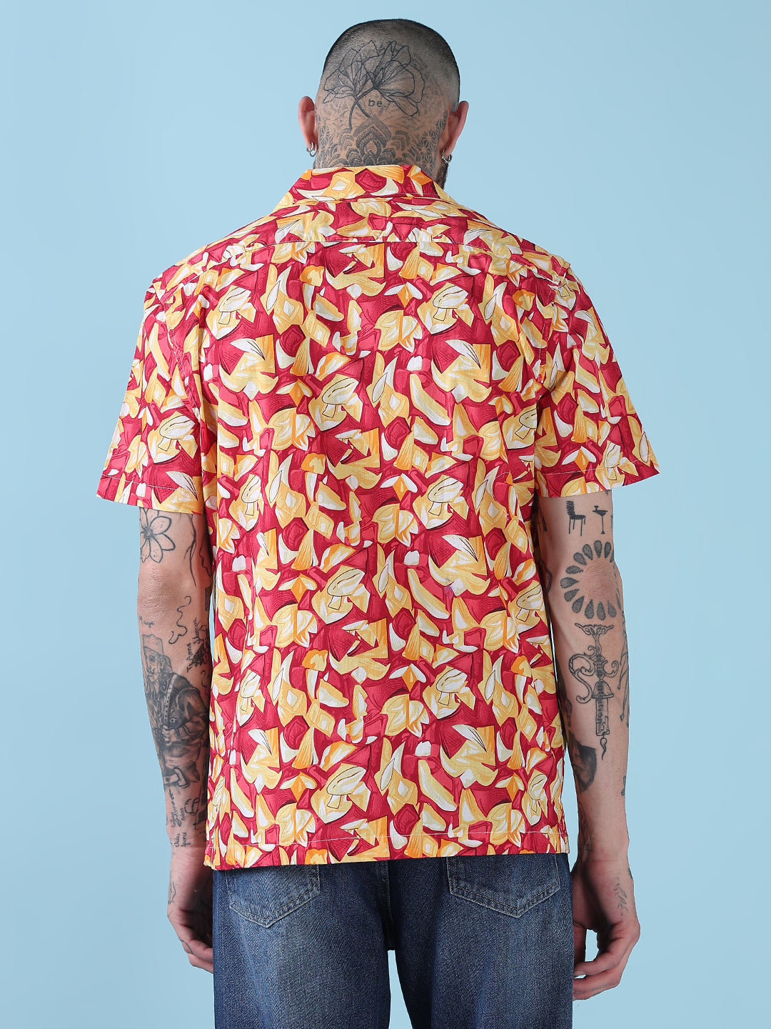 Men's Multi Abstract Cuban Collar Relaxed Fit Shirt