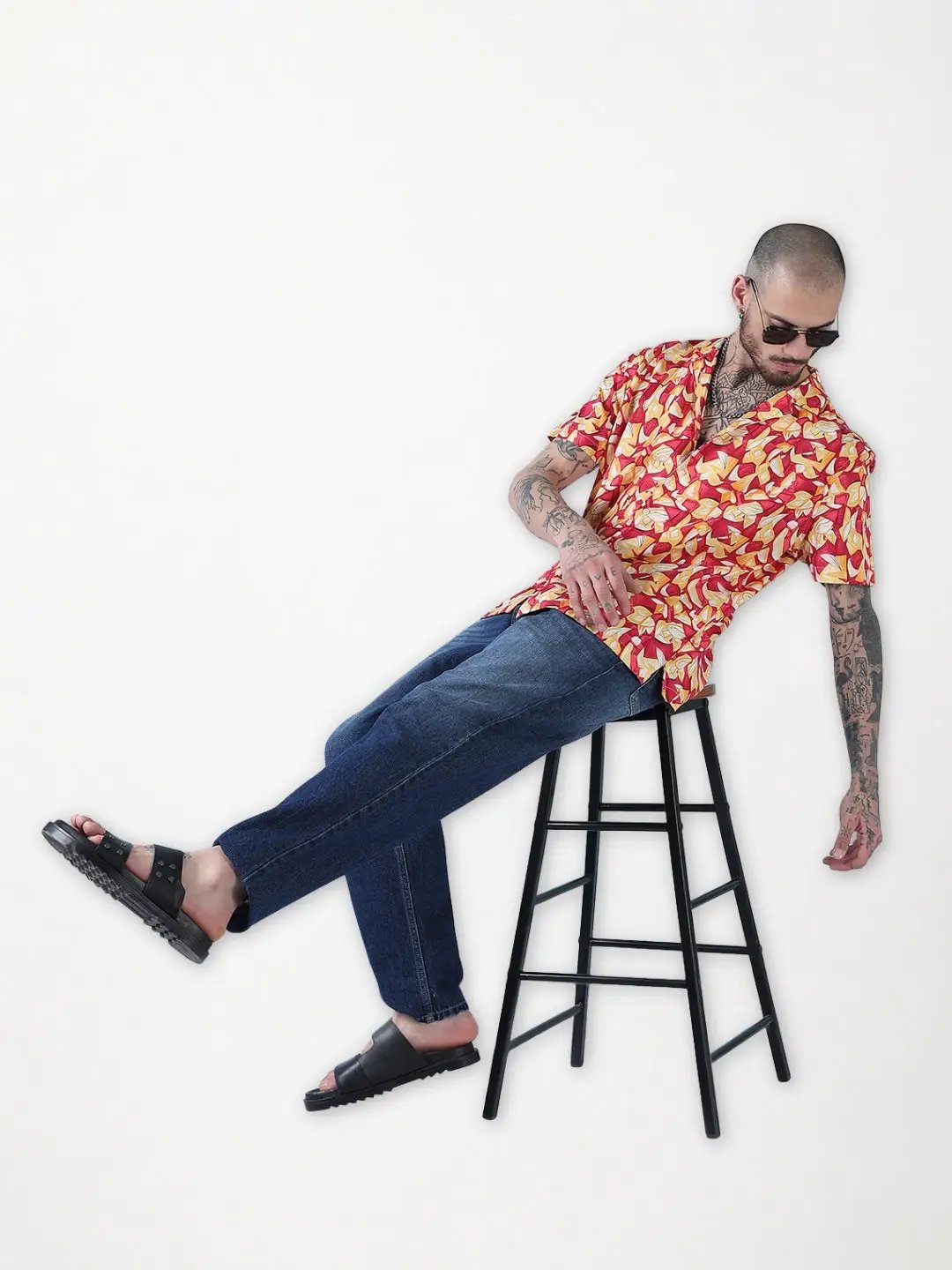 Men's Multi Abstract Cuban Collar Relaxed Fit Shirt - Uncategorized from SHOWOFFFF