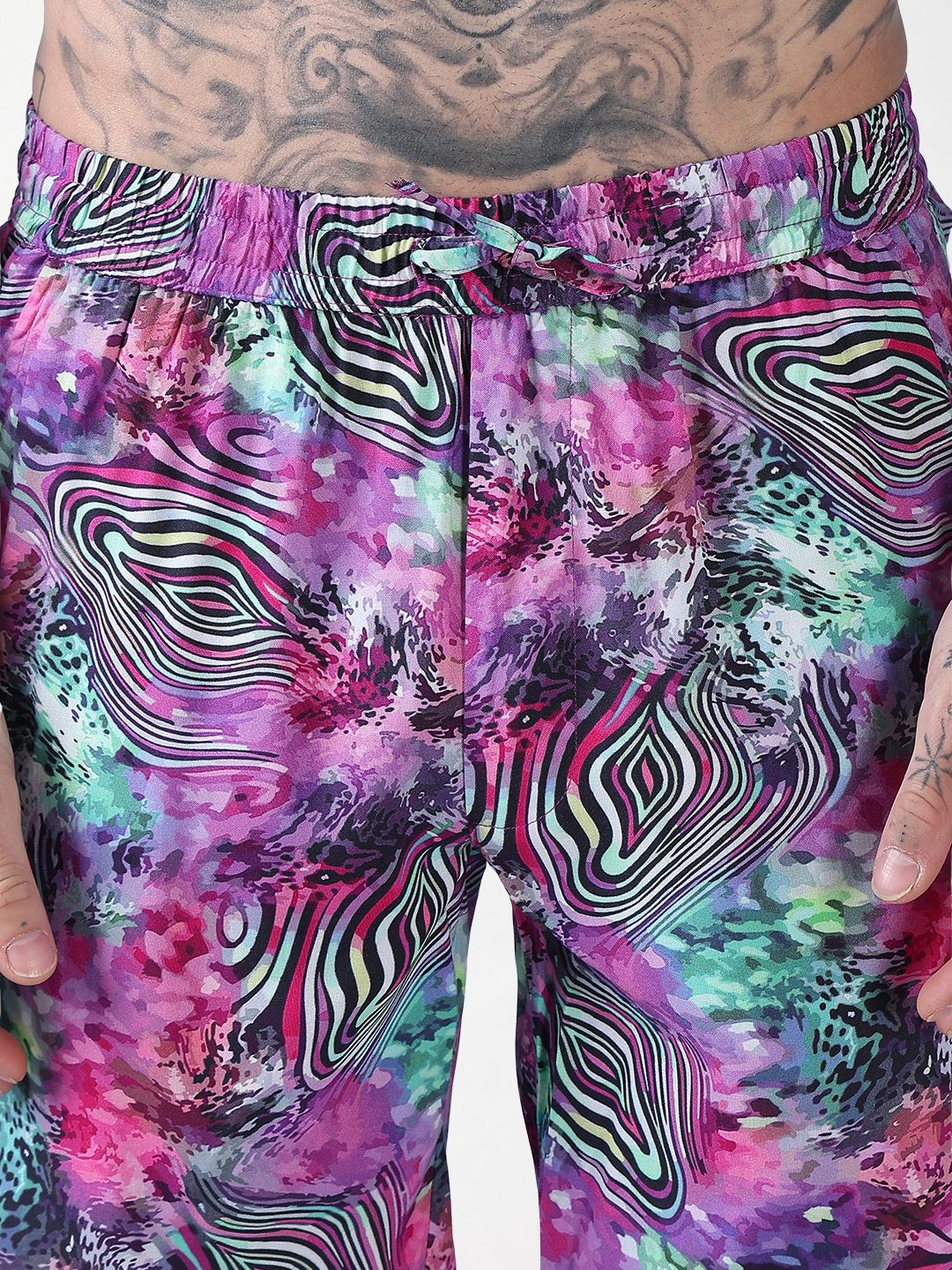 Men's Multi Printed Cuban Collar Relaxed Fit Co-Ords Set