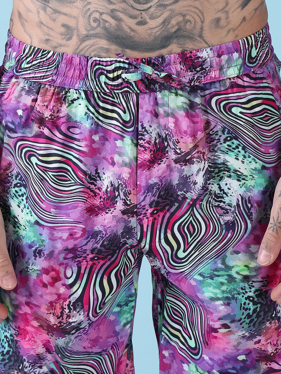 Men's Multi Printed Cuban Collar Relaxed Fit Co-Ords Set