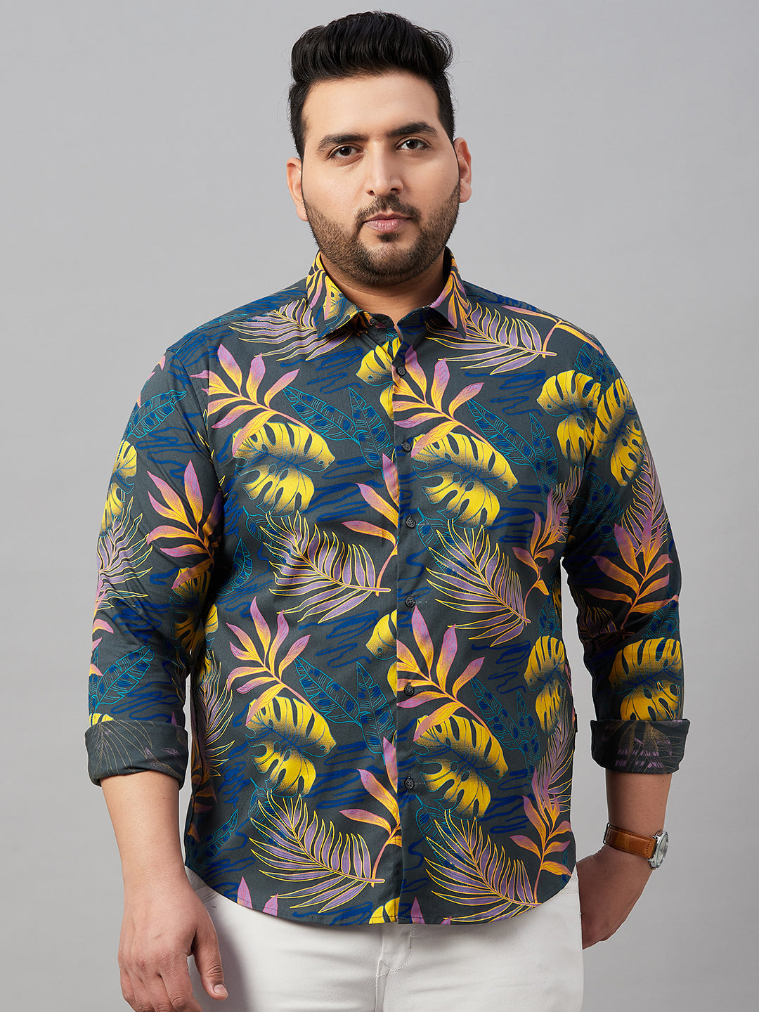 Men Printed Grey Comfort Shirt