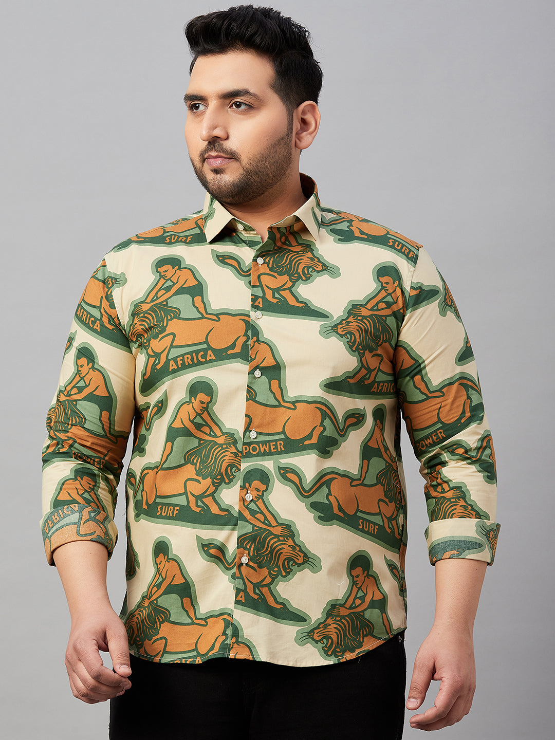 Men Printed Beige Comfort Shirt