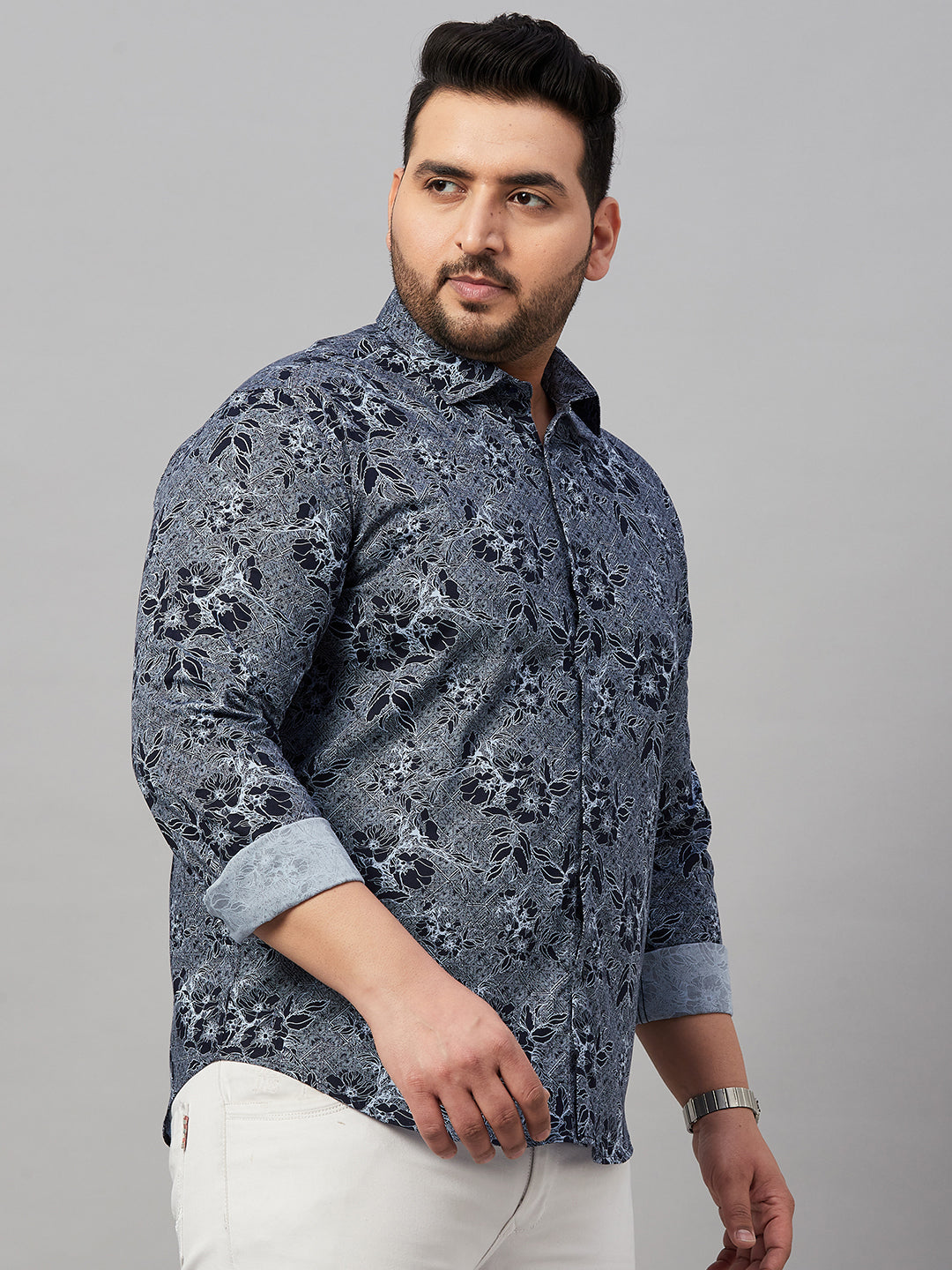 Men Printed Navy Blue Comfort Shirt