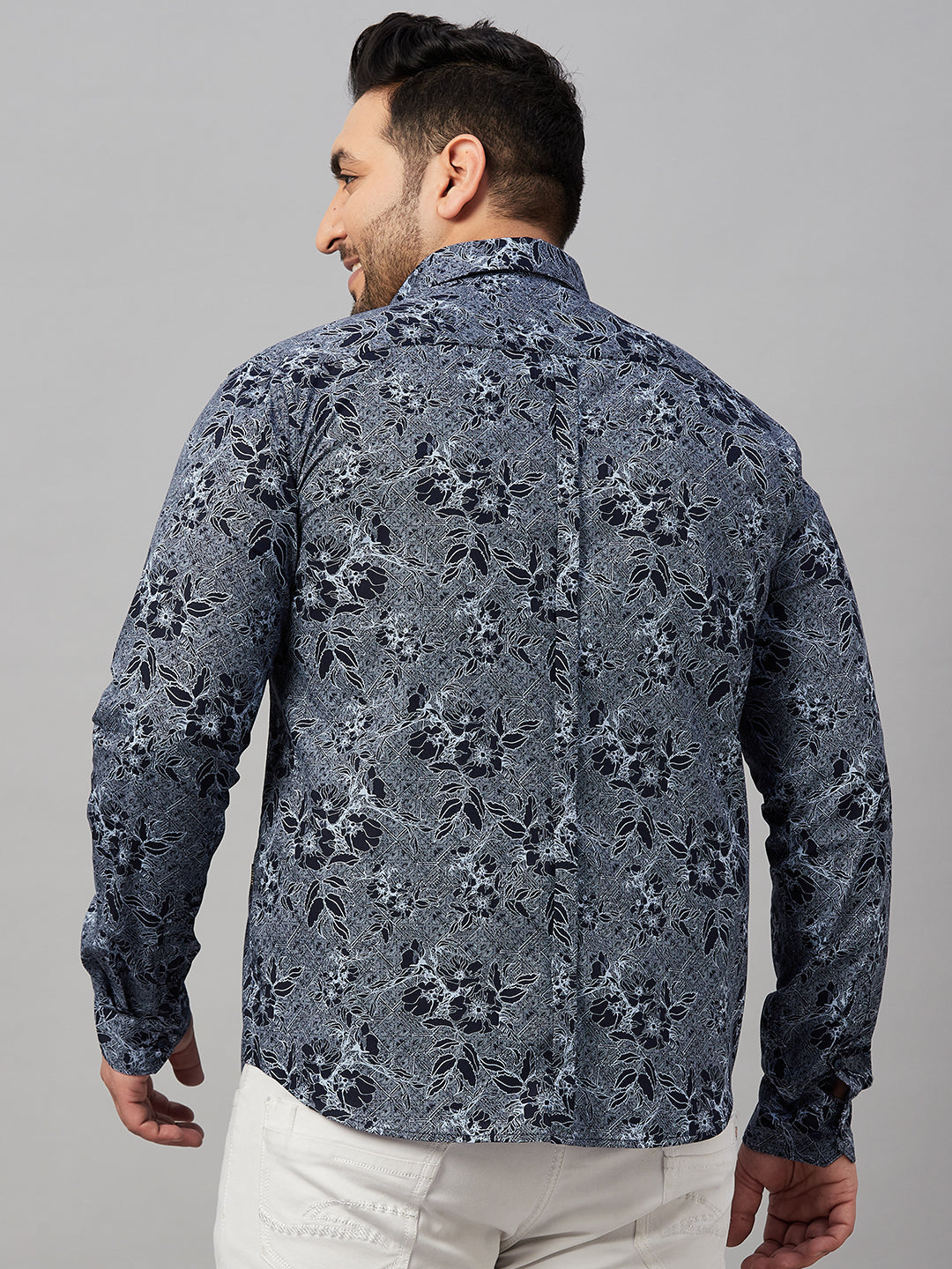 Men Printed Navy Blue Comfort Shirt