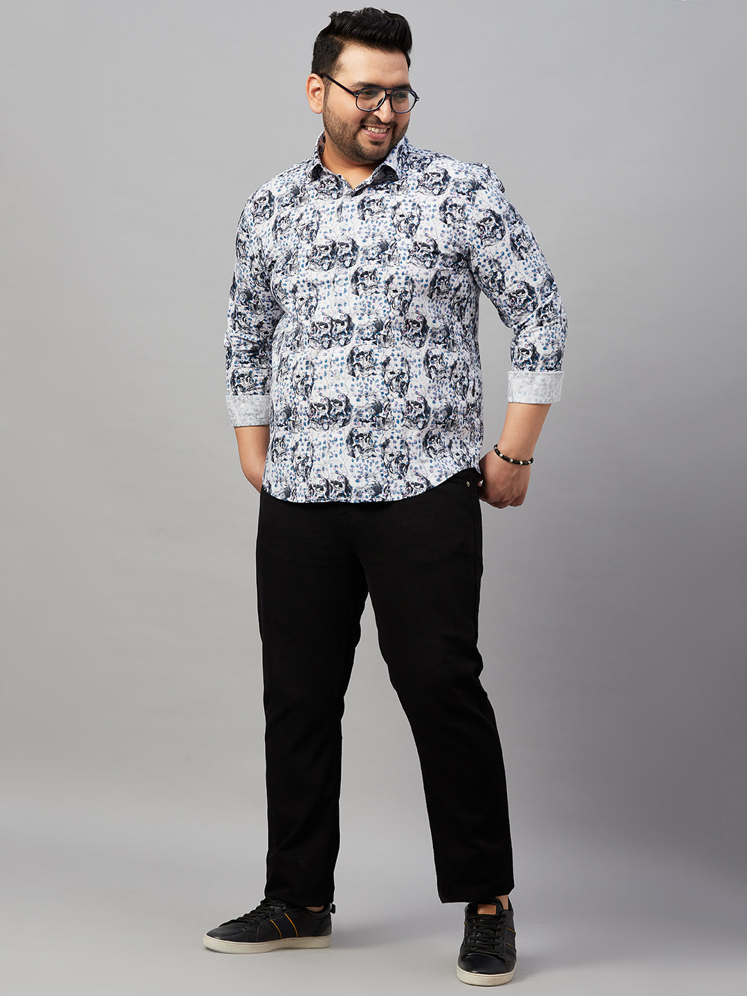 Men Printed White Comfort Shirt