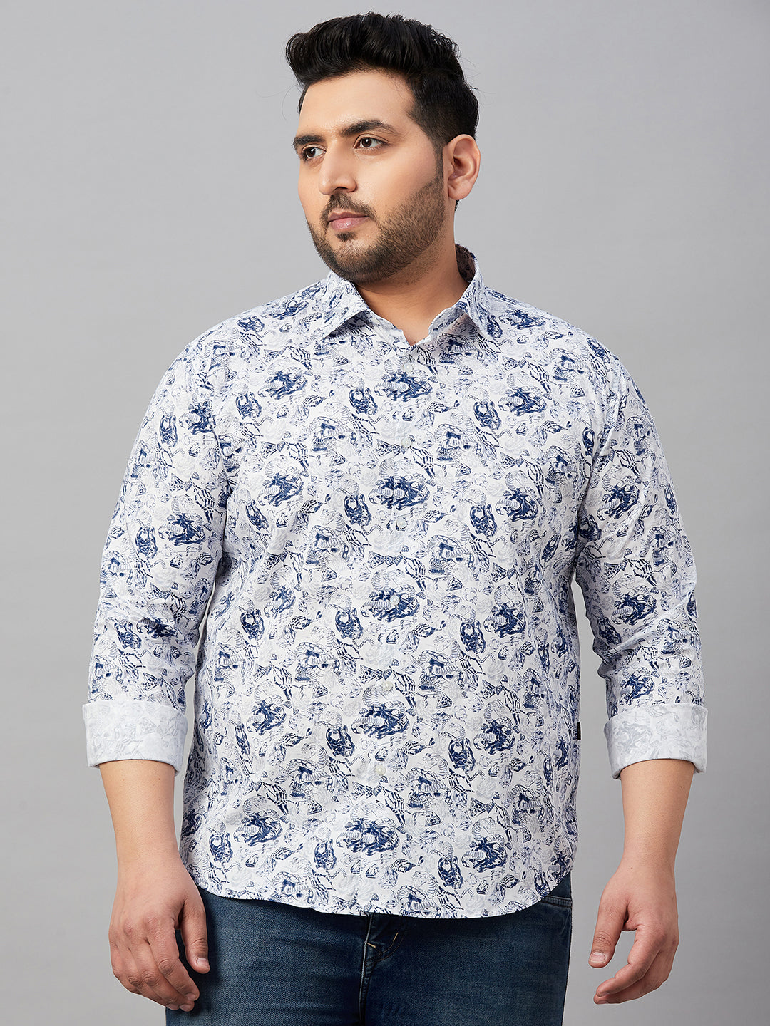 Men Printed White Comfort Shirt