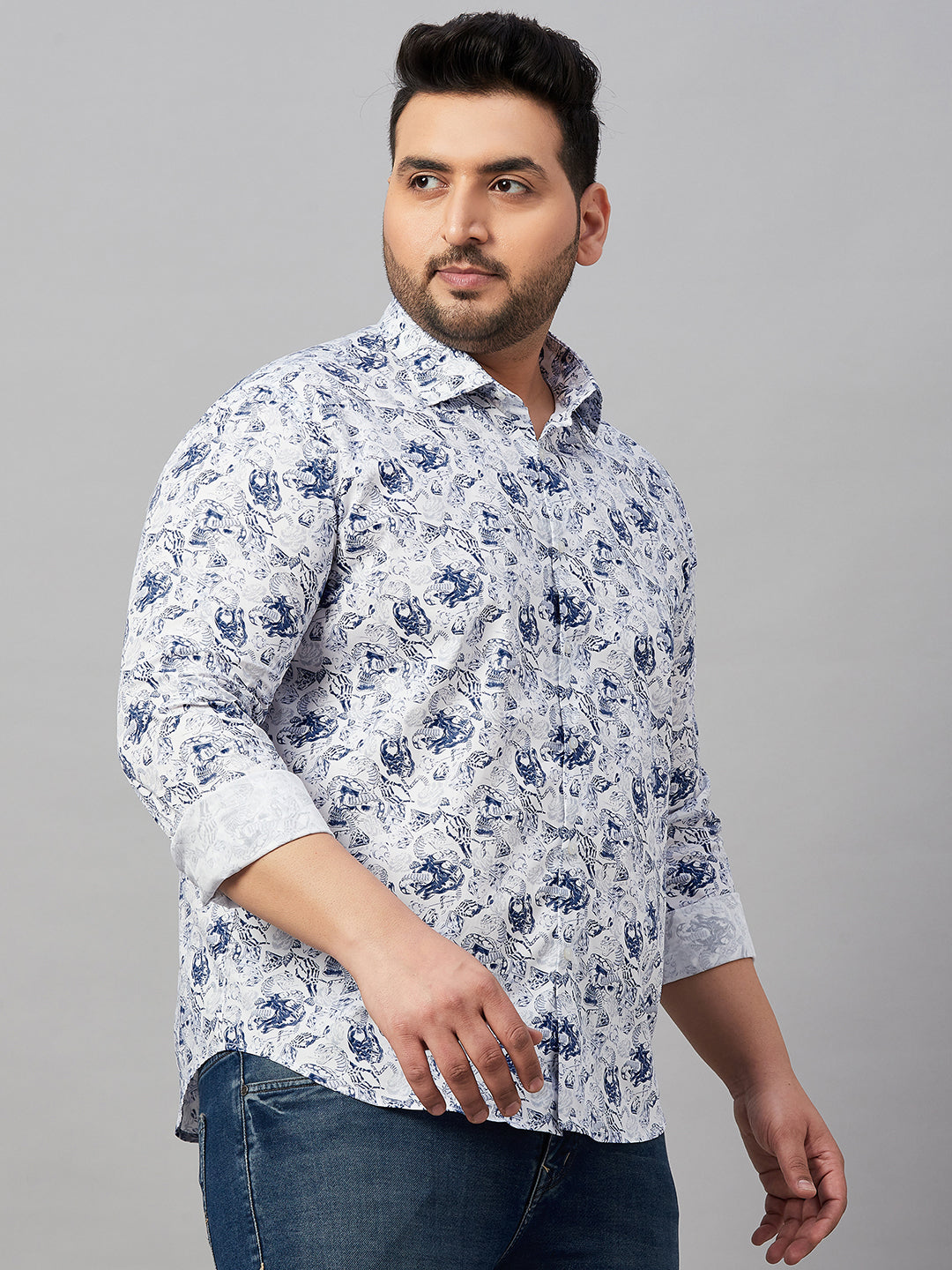 Men Printed White Comfort Shirt