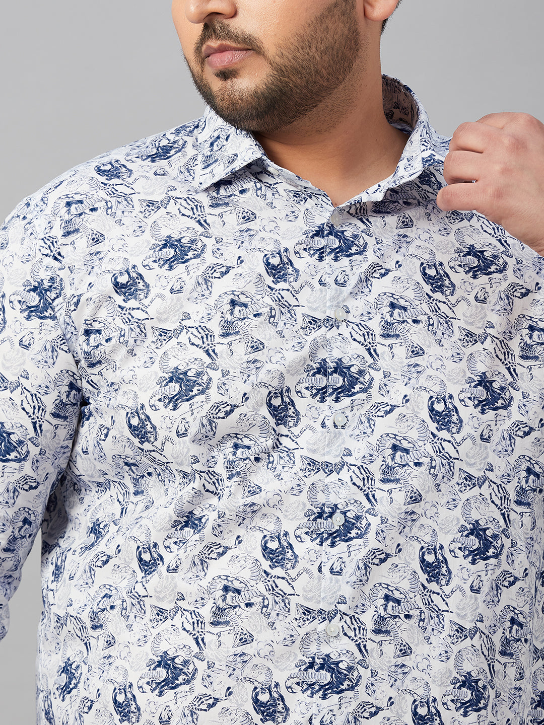 Men Printed White Comfort Shirt