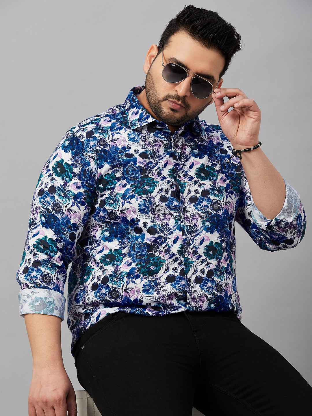 Men Printed Blue Comfort Shirt