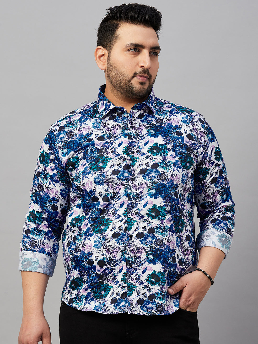 Men Printed Blue Comfort Shirt