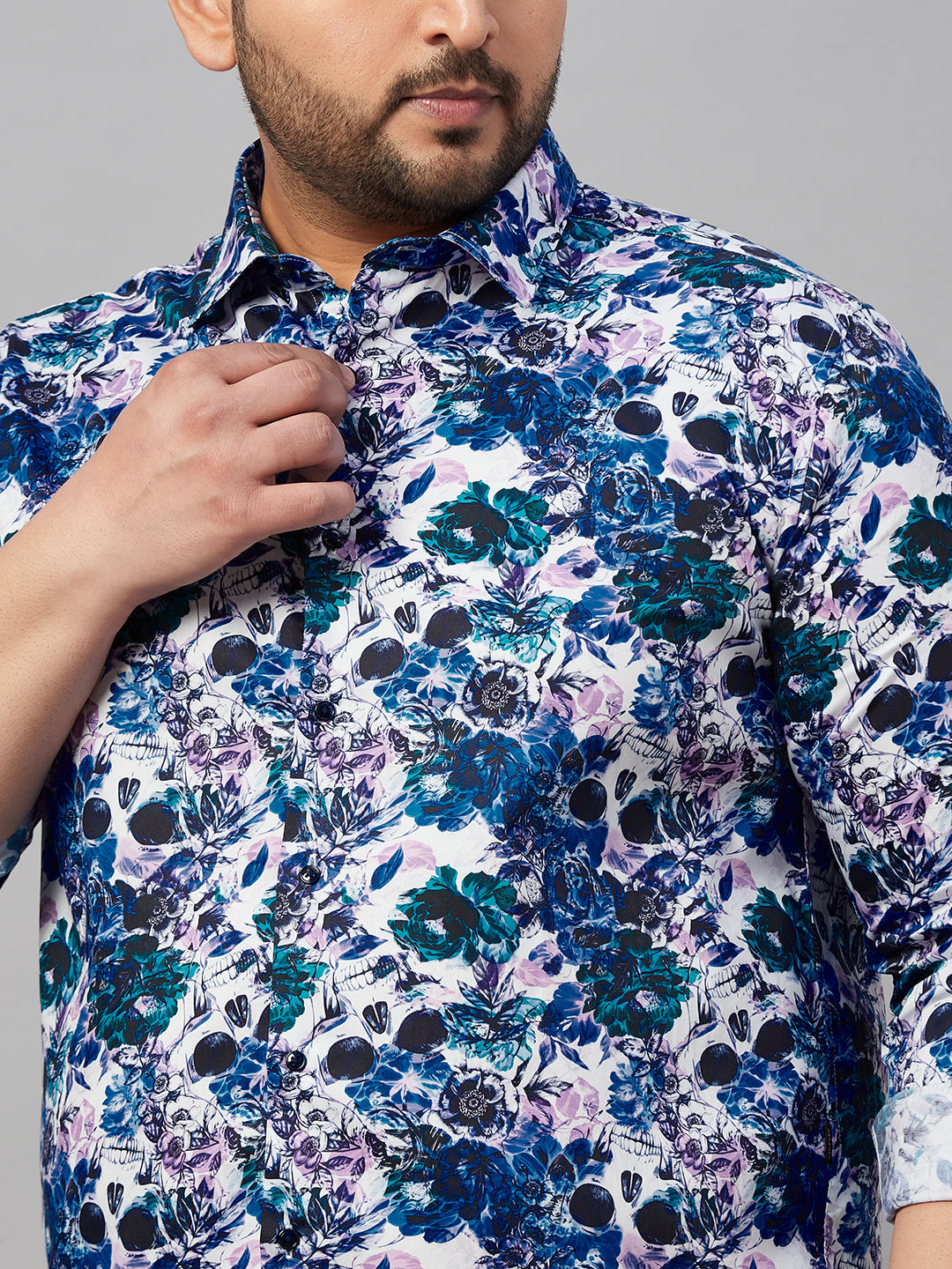 Men Printed Blue Comfort Shirt