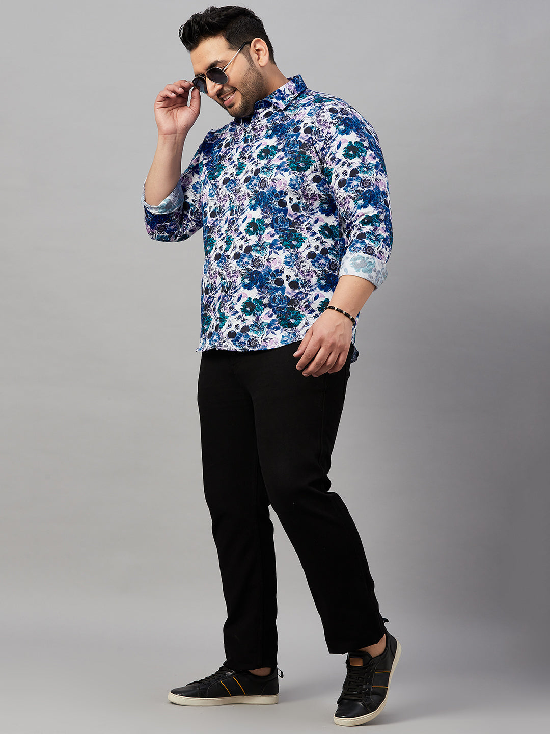 Men Printed Blue Comfort Shirt