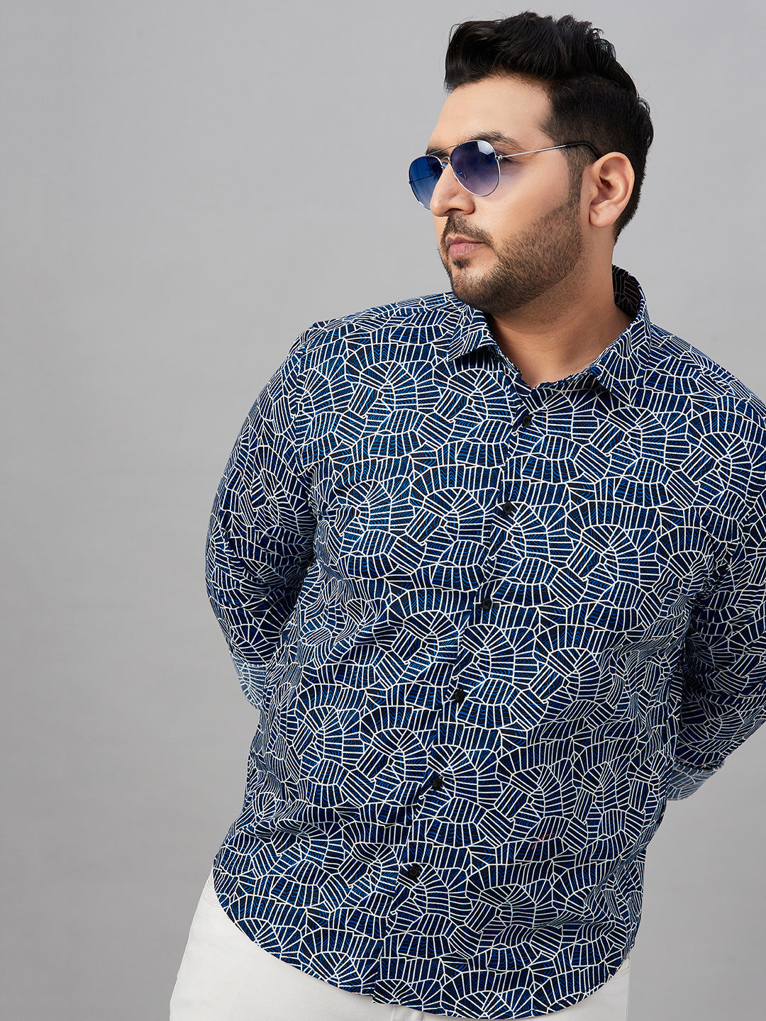 Men Printed Blue Comfort Shirt