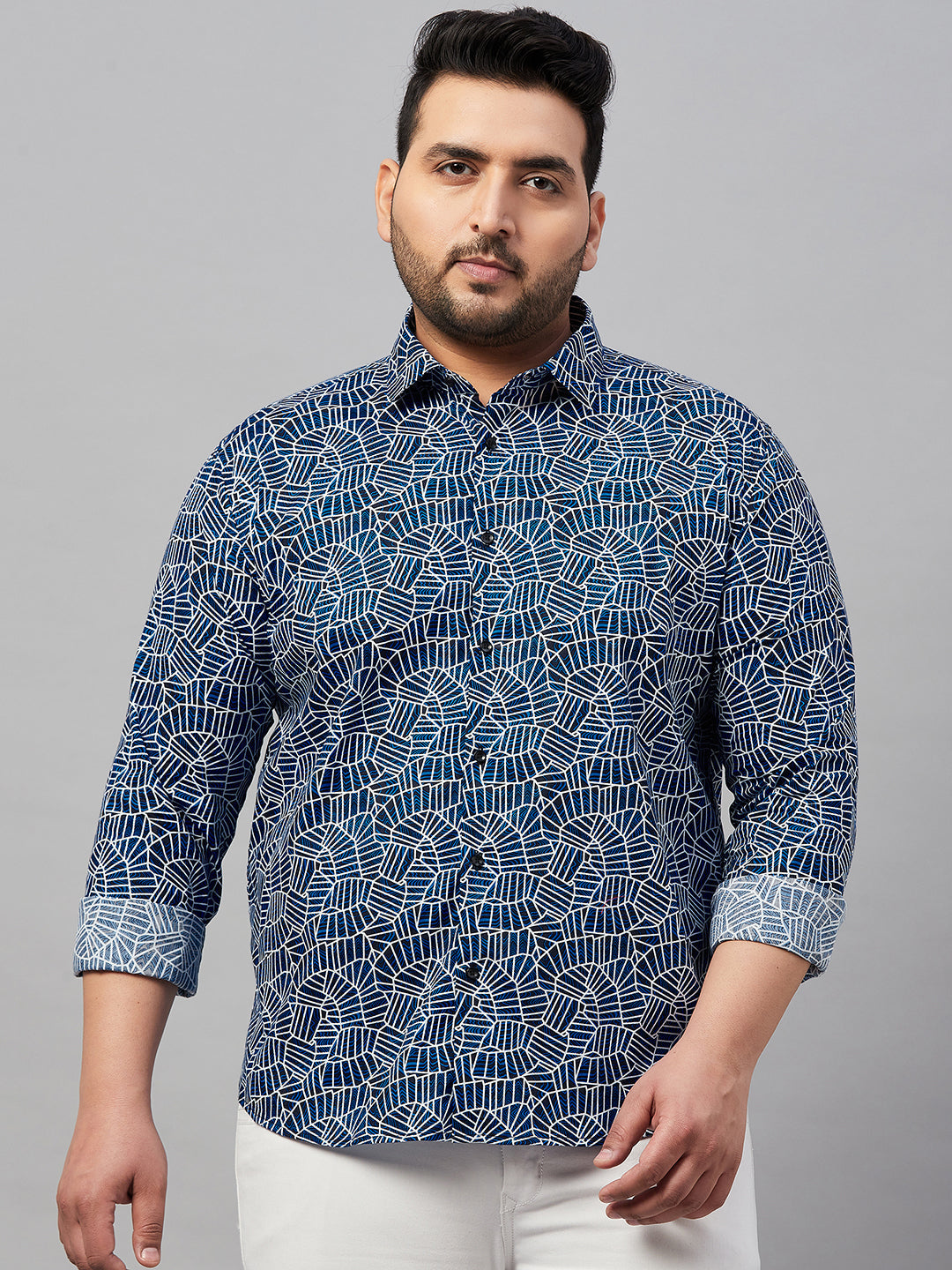 Men Printed Blue Comfort Shirt