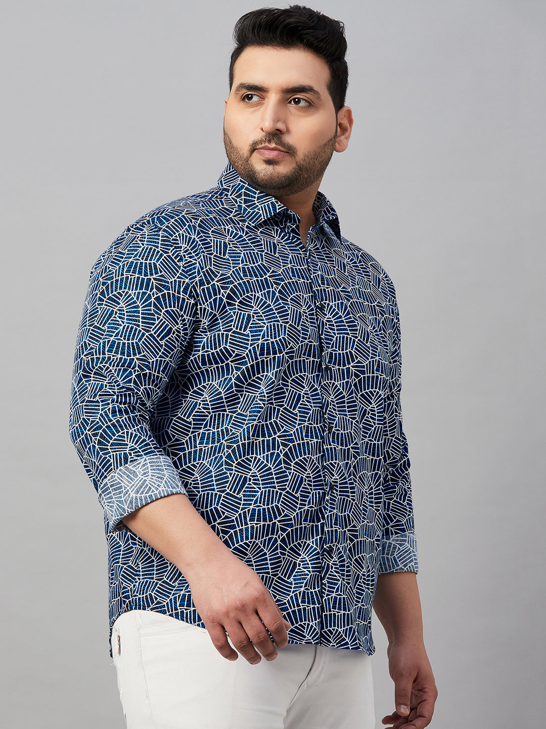 Men Printed Blue Comfort Shirt