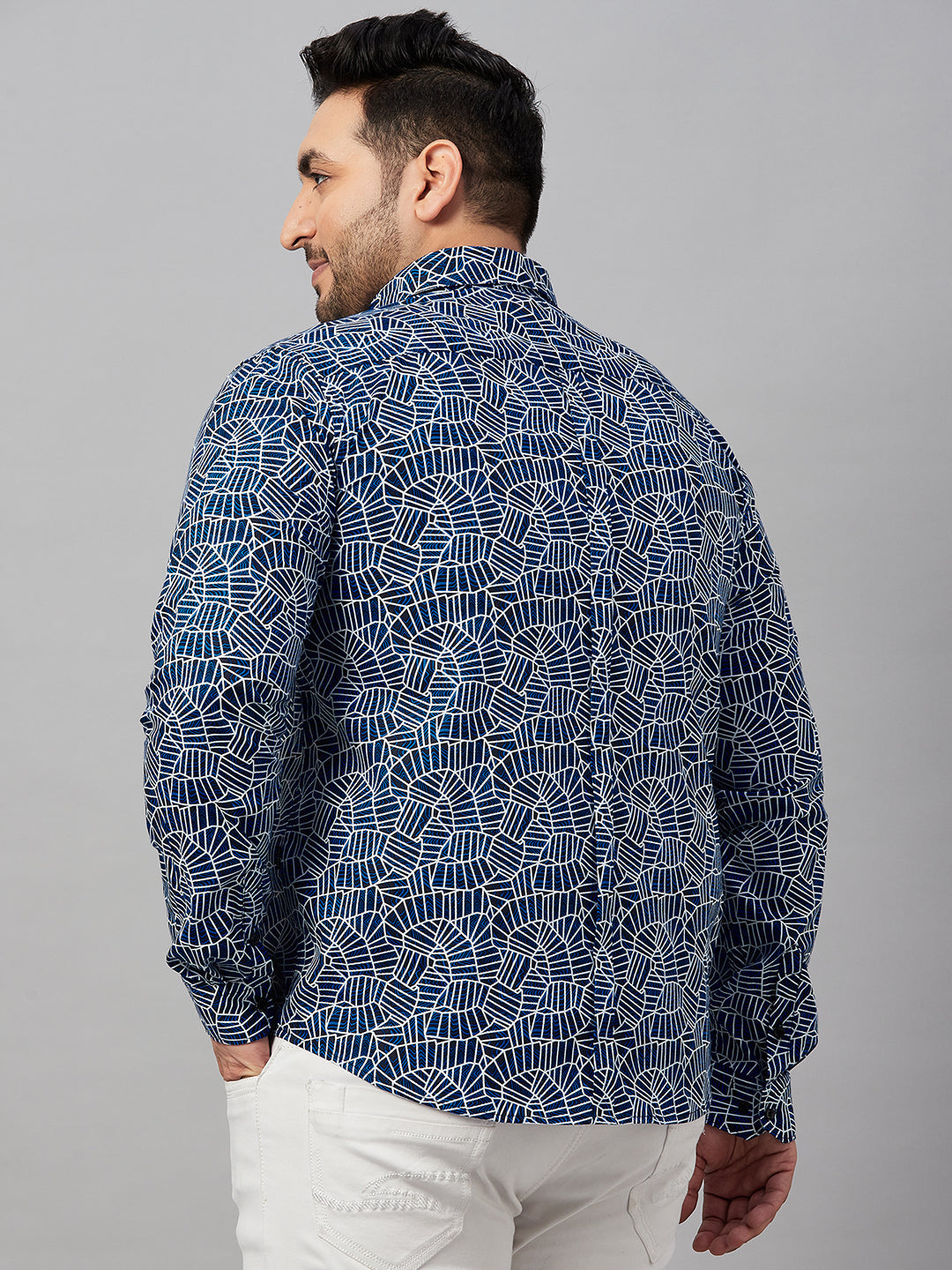 Men Printed Blue Comfort Shirt