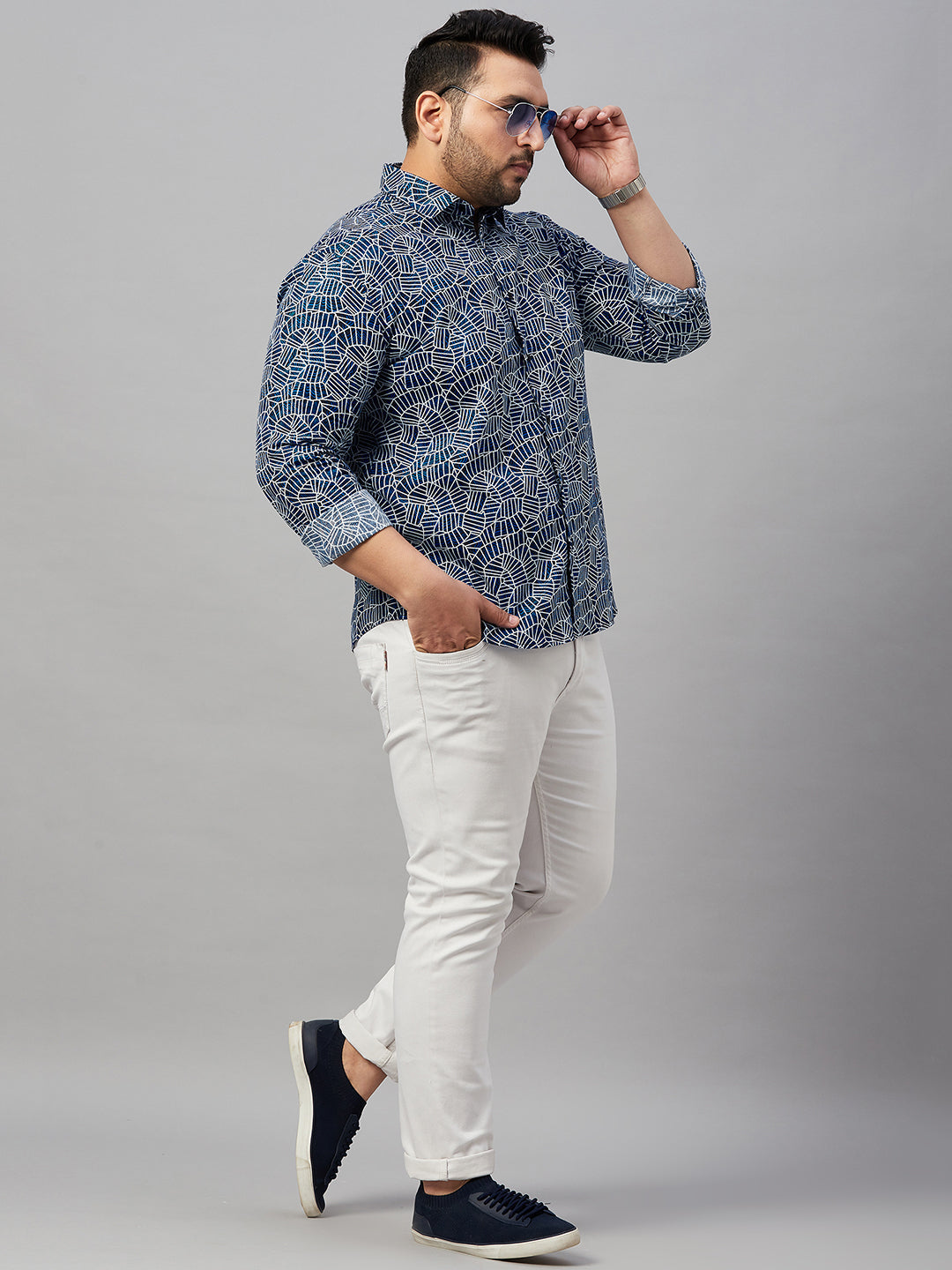 Men Printed Blue Comfort Shirt