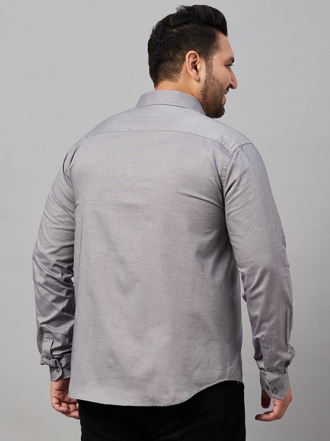 Men Solid Grey Smart Shirt