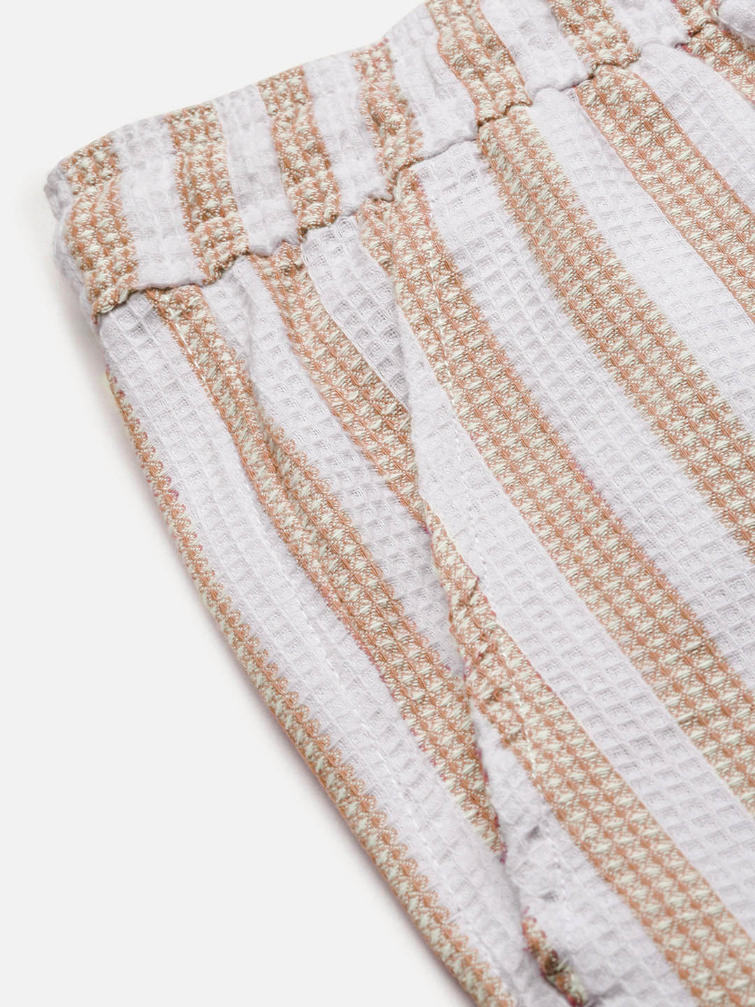 Men's Brown Striped Cuban Collar Relaxed Fit Co-Ords Set